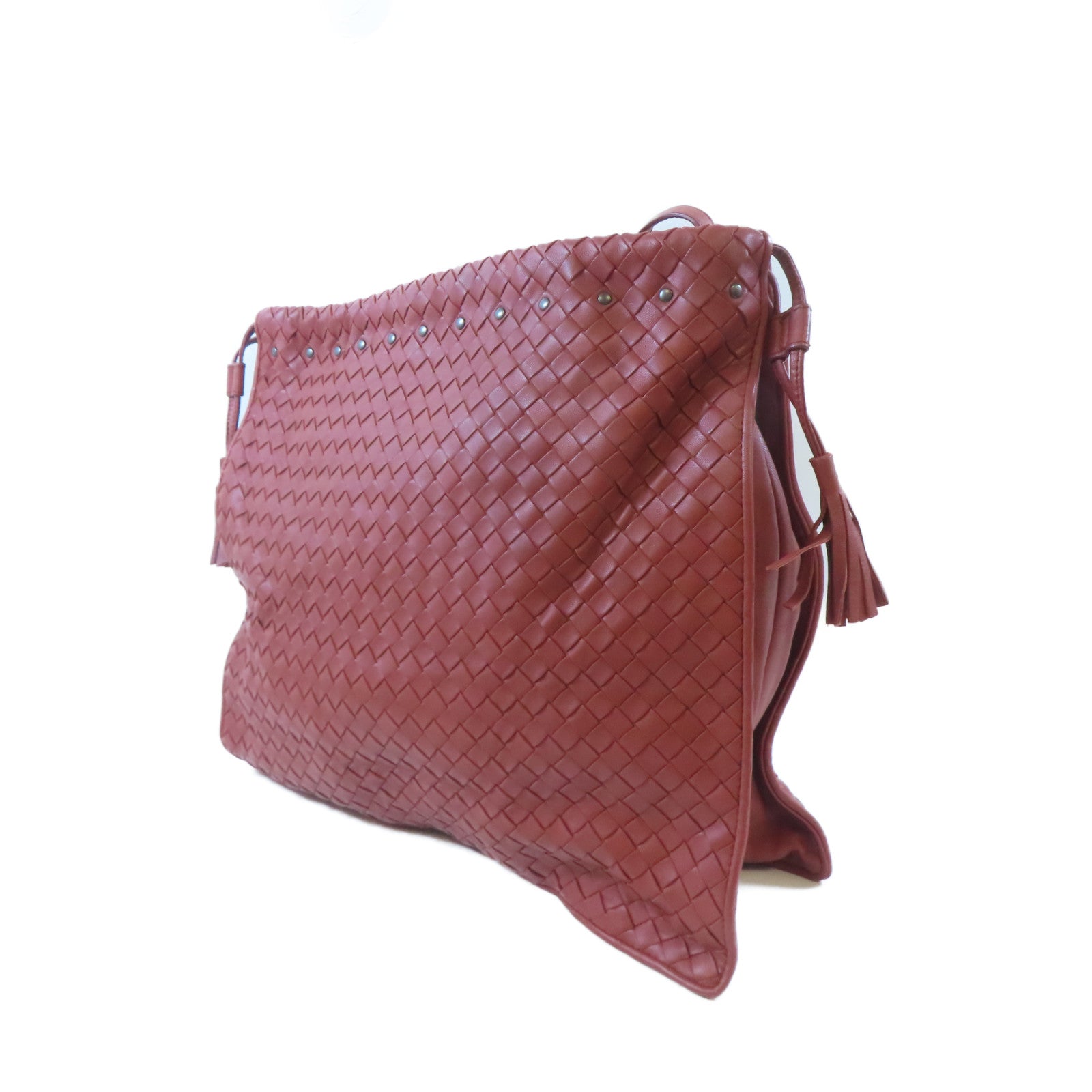 BOTTEGA VENETA 織紋皮革Shoulder Bag肩背袋紅棕色