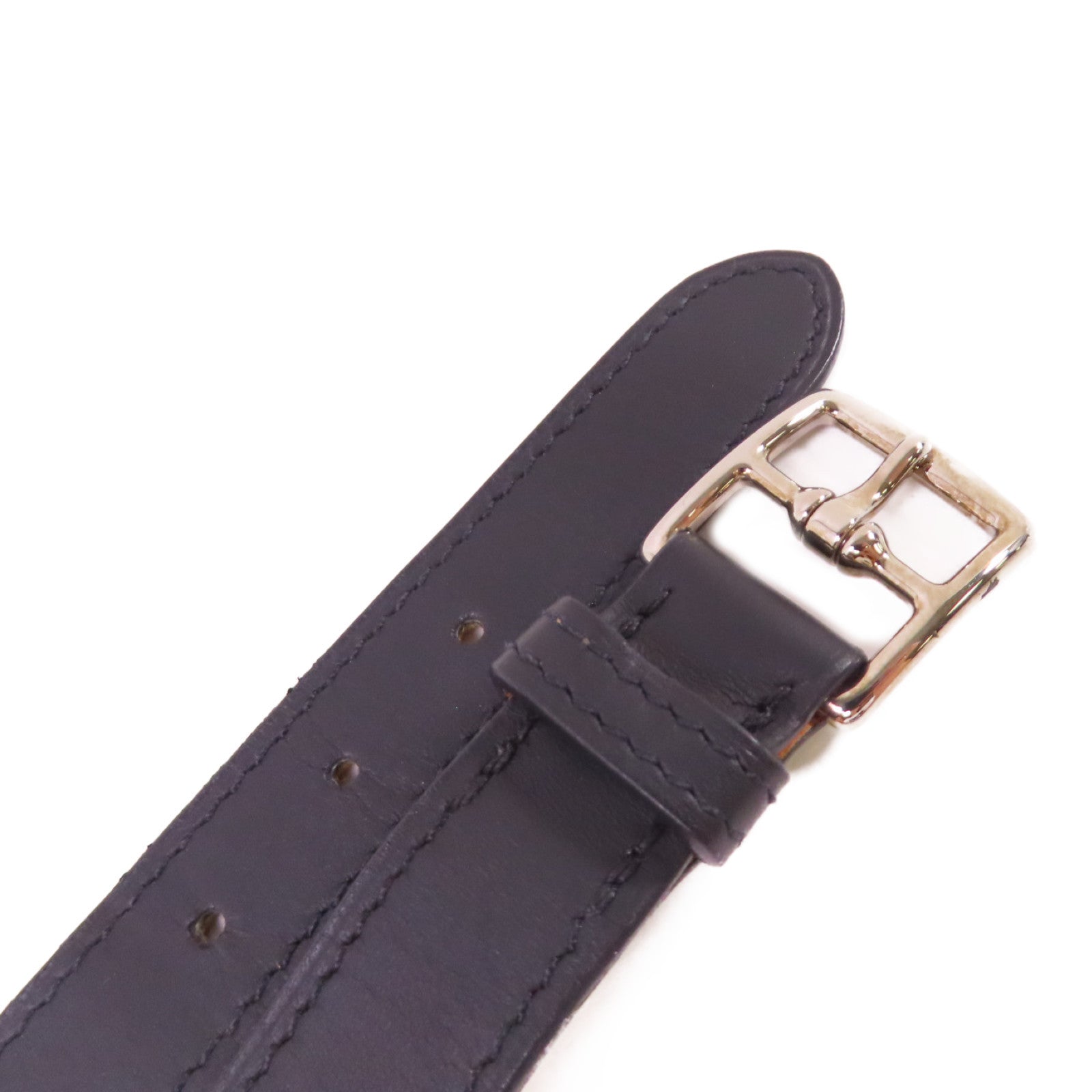 HERMES 【激減優惠】Evercolor皮革Etriviere Bracelet銀扣手鏈黑色
