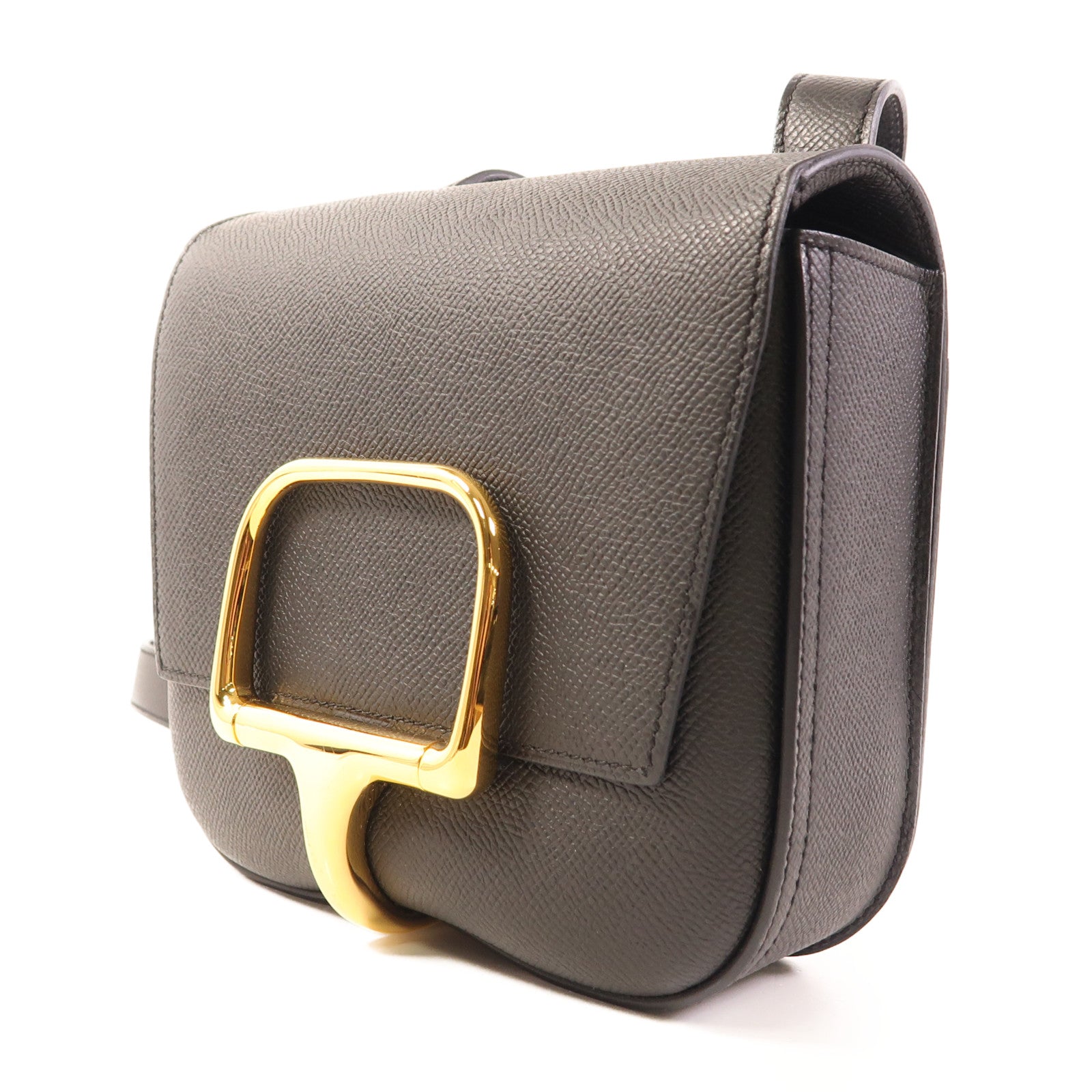 HERMES Epsom皮革Della Cavalleria Mini金扣肩背袋Noir
