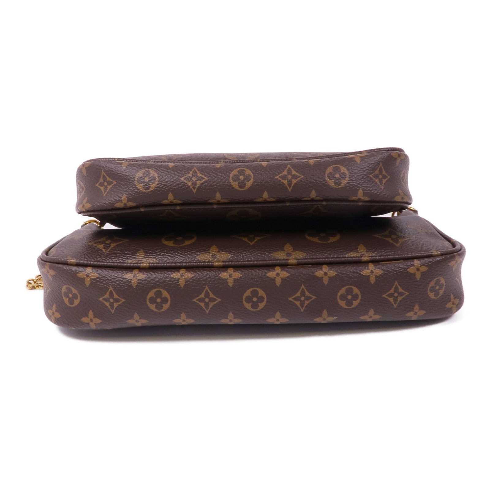 LOUIS VUITTON Monogram Multi Pochette Accessoires金扣手挽肩背兩用袋棕色