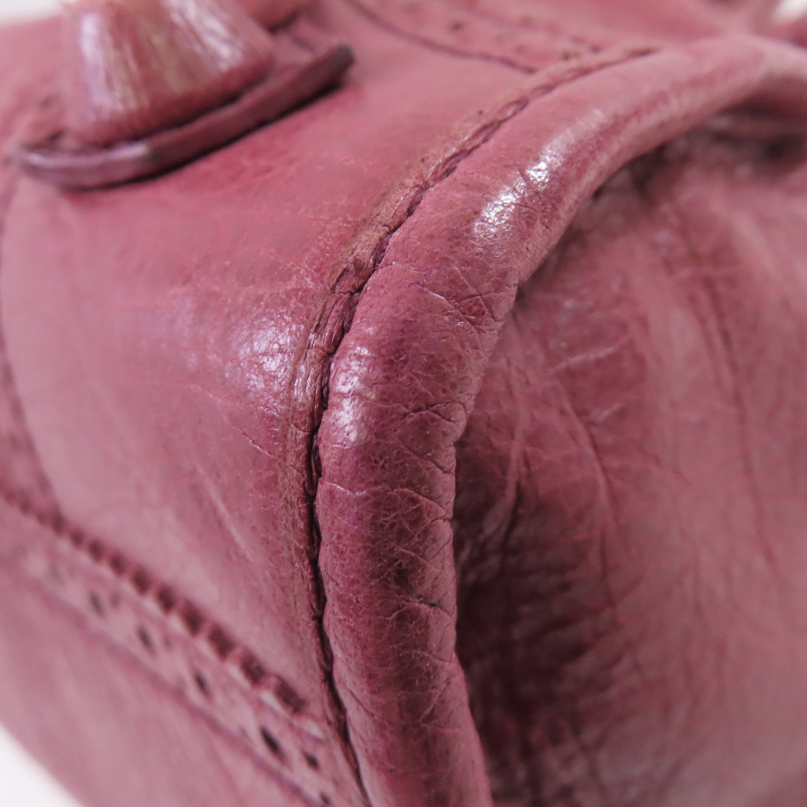 BALENCIAGA 羊皮皮革Giant Brogues 2Way Shoulder Bag銀扣手挽肩背兩用袋酒紅色