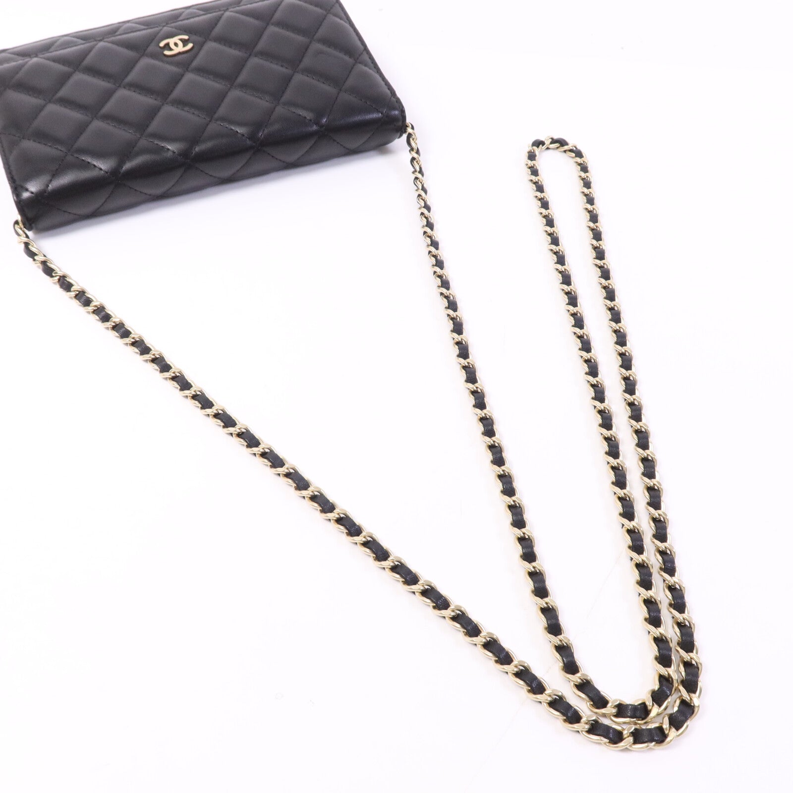 CHANEL 羊皮皮革WOC Wallet On Chain金扣鏈帶肩背袋