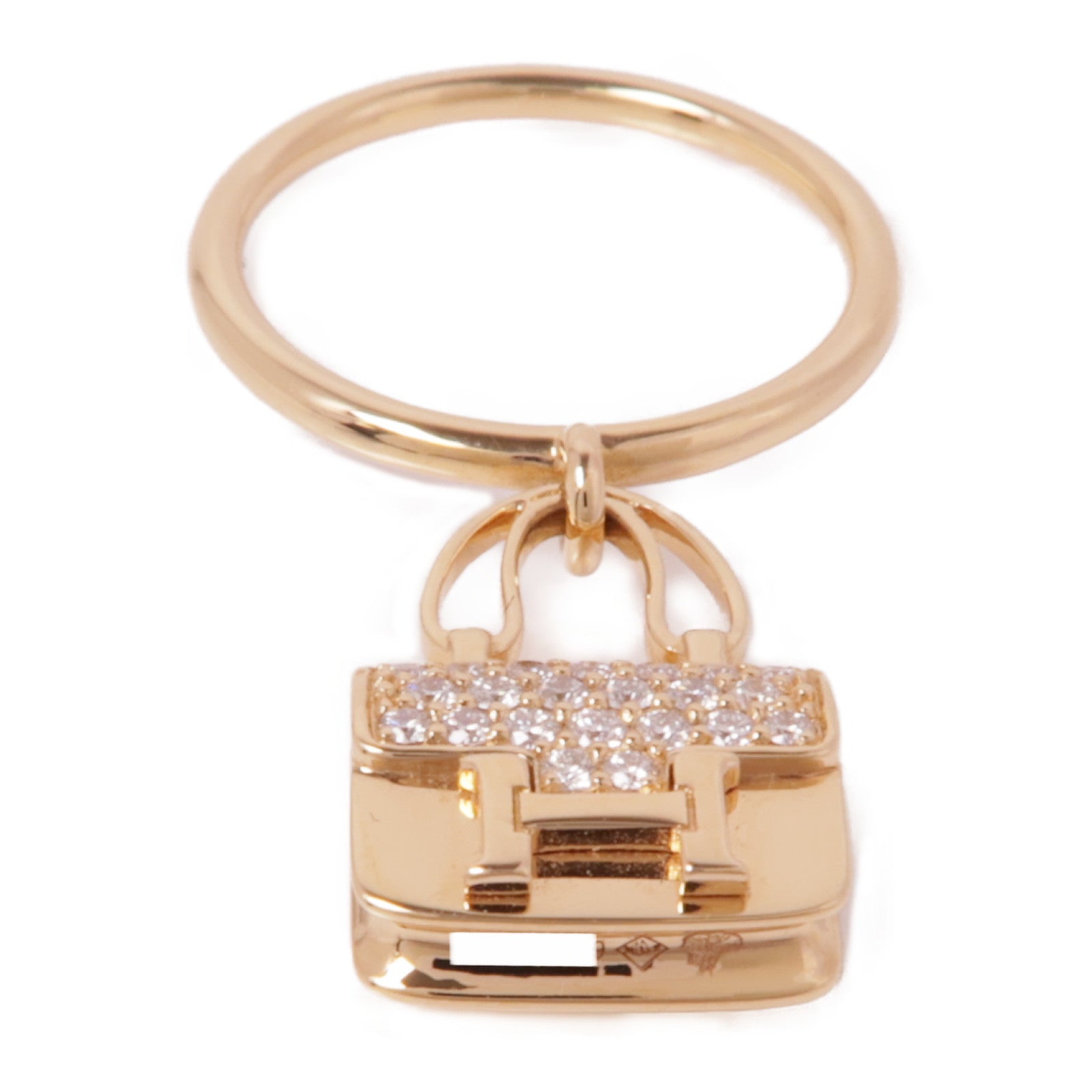 HERMES 【激減優惠】18K玫瑰金Amulettes Constance Ring鑽石戒指Hermes#51/US#5.5