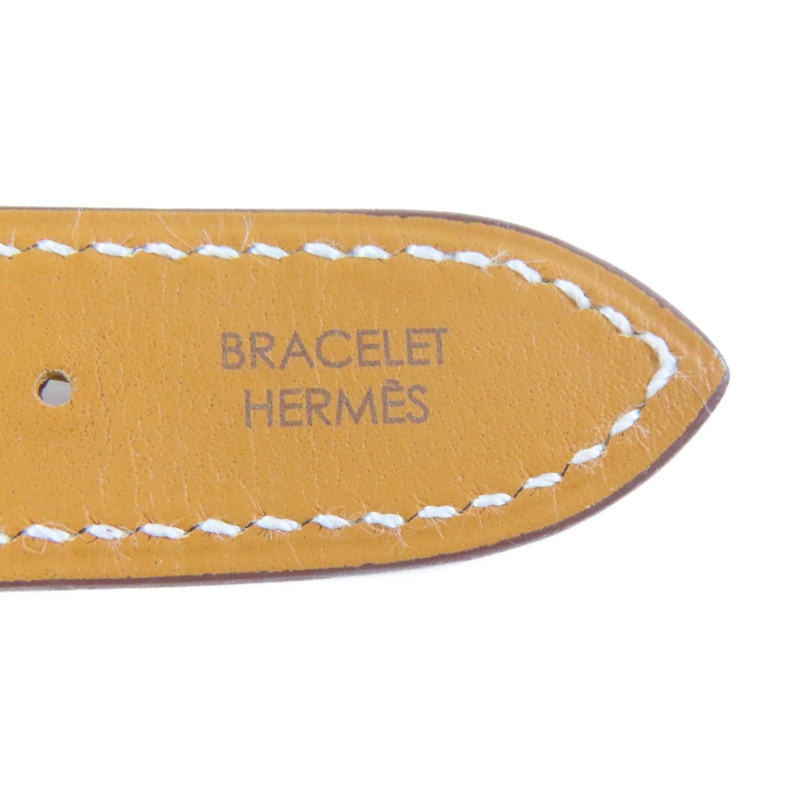 HERMES 皮革/不鏽鋼H watch手錶白色#18cm