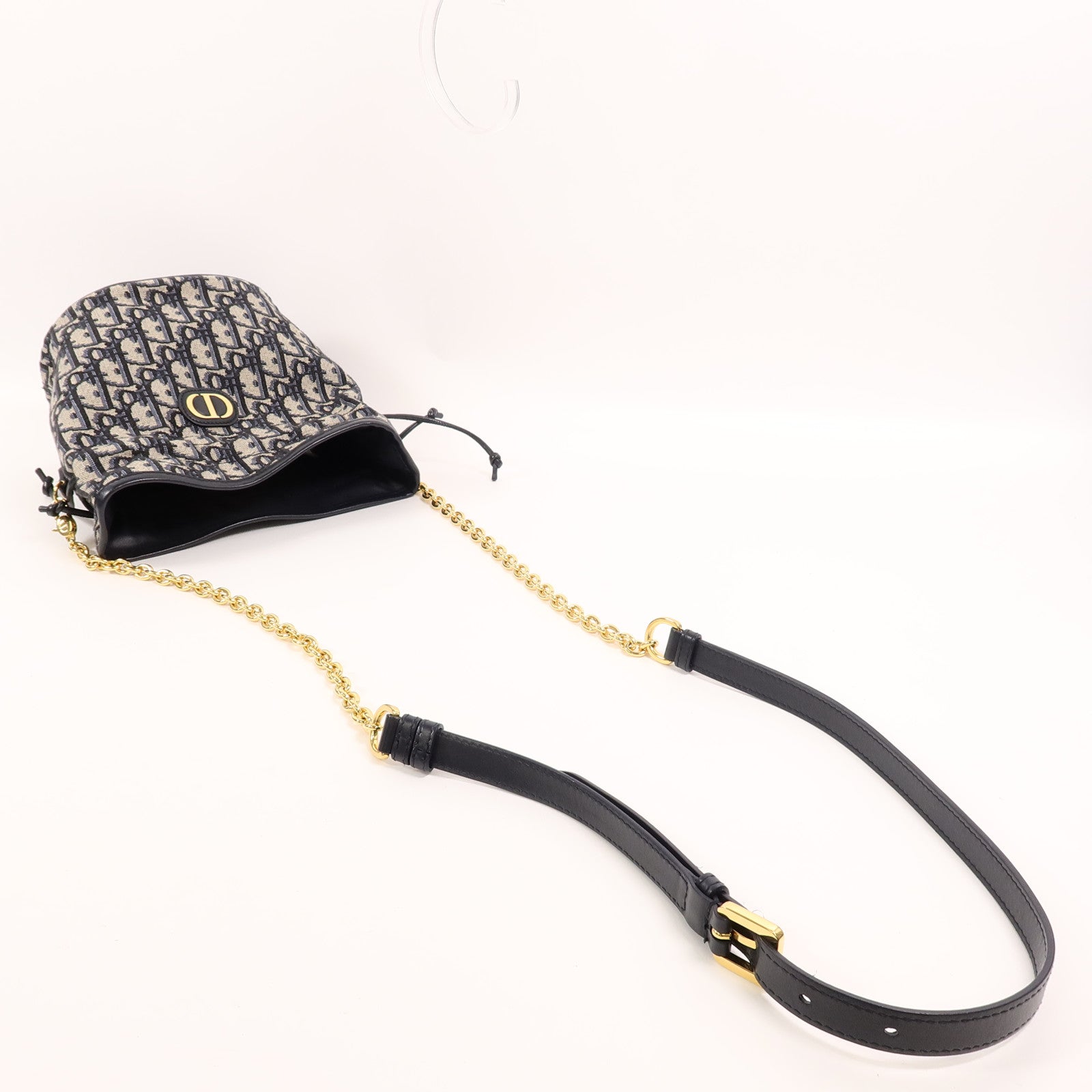 Dior Oblique帆布30 Montaigne Mini Busket鏈帶肩背袋