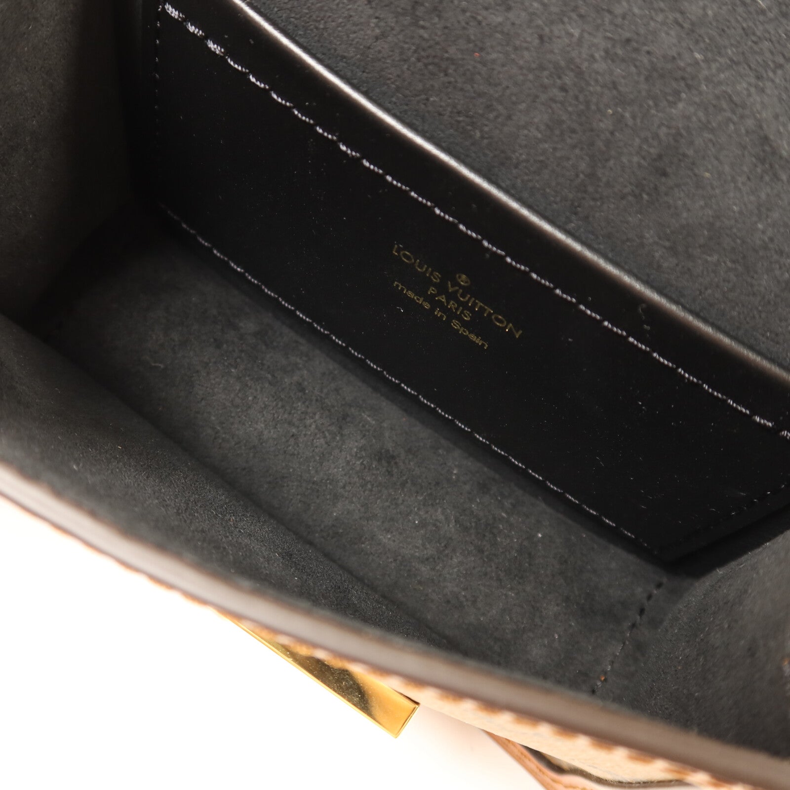 LOUIS VUITTON Monogram/Monogram Reverse Micro Dauphine金扣鏈帶肩背袋棕色