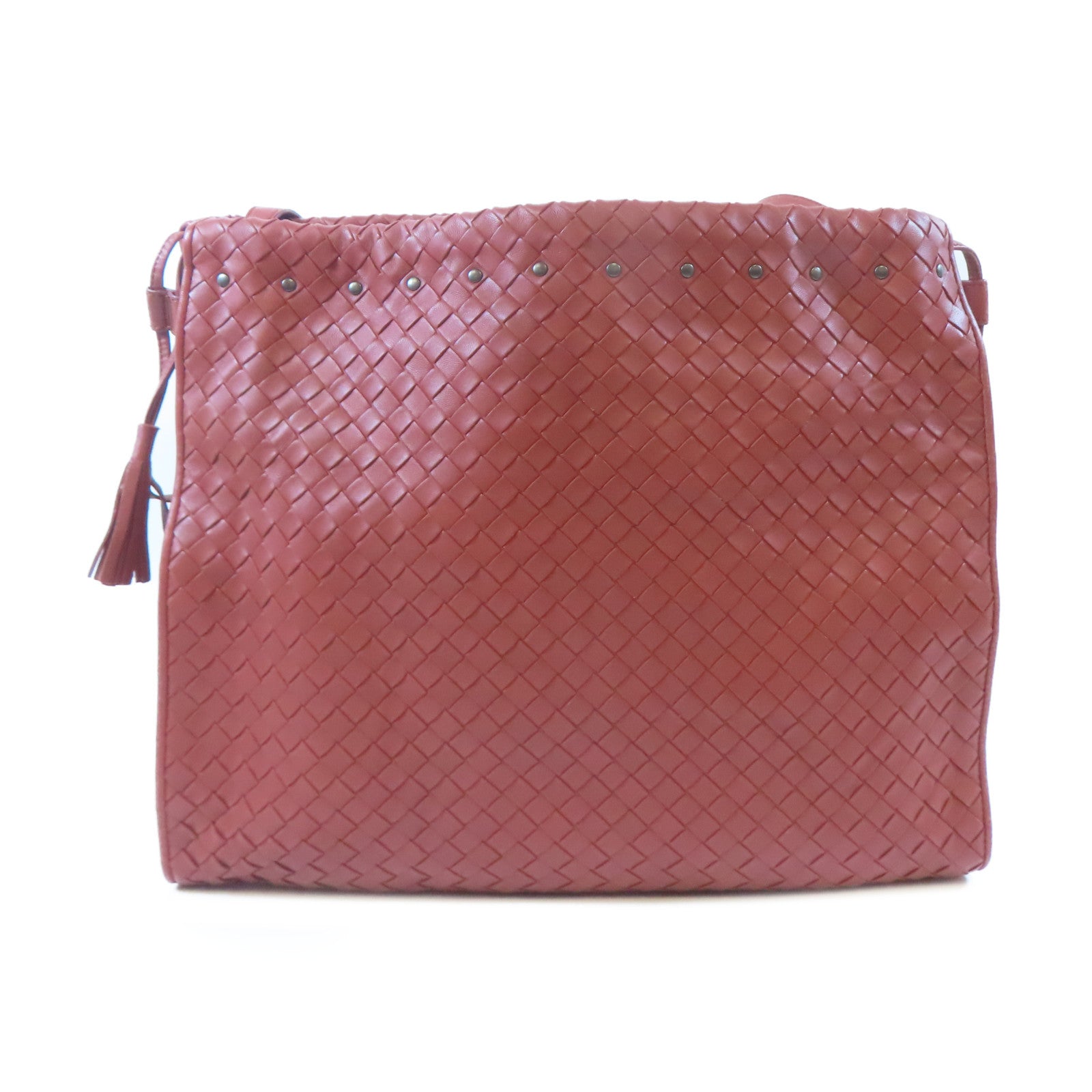 BOTTEGA VENETA 織紋皮革Shoulder Bag肩背袋紅棕色
