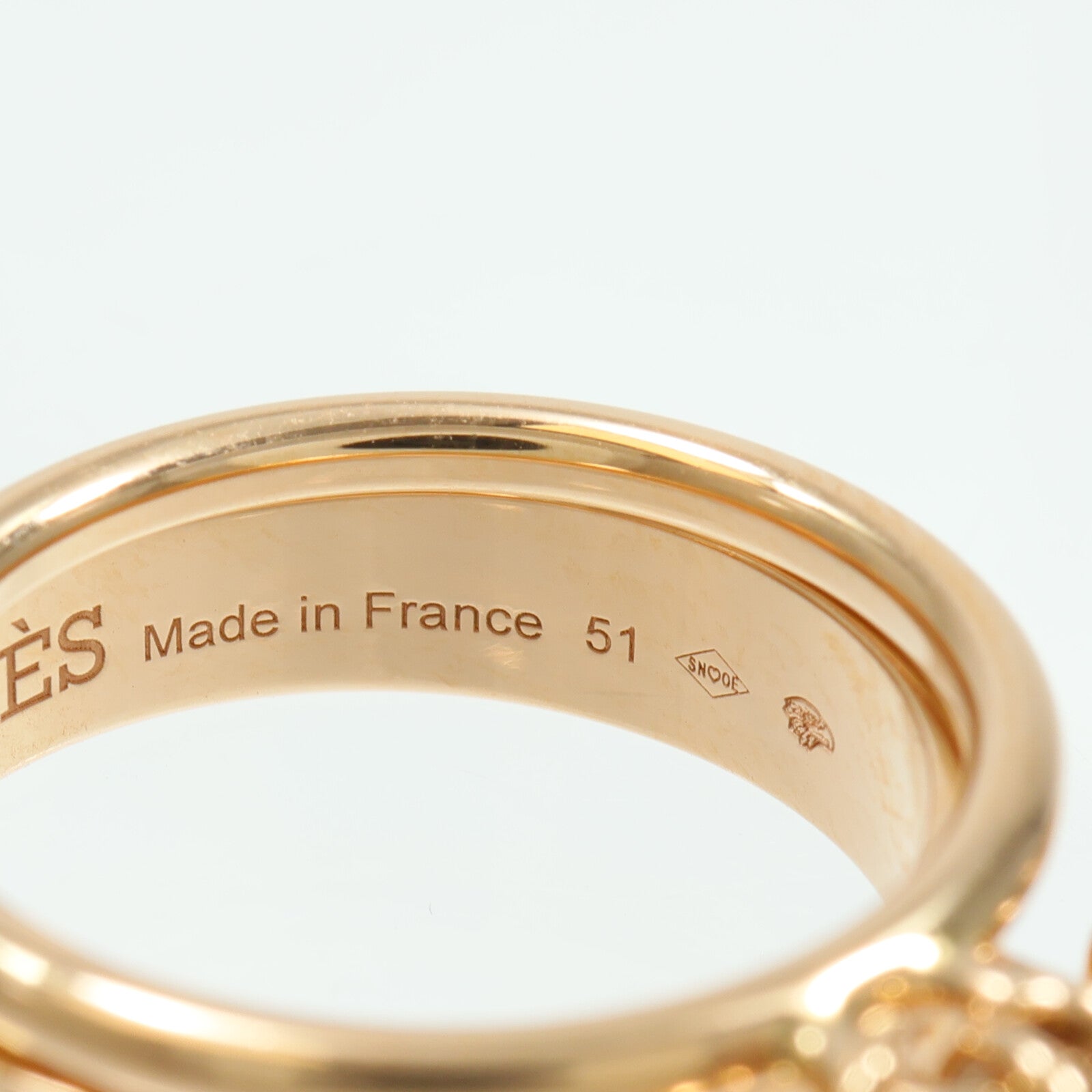 HERMES 18K玫瑰金Kelly Cadenas Double Ring戒指