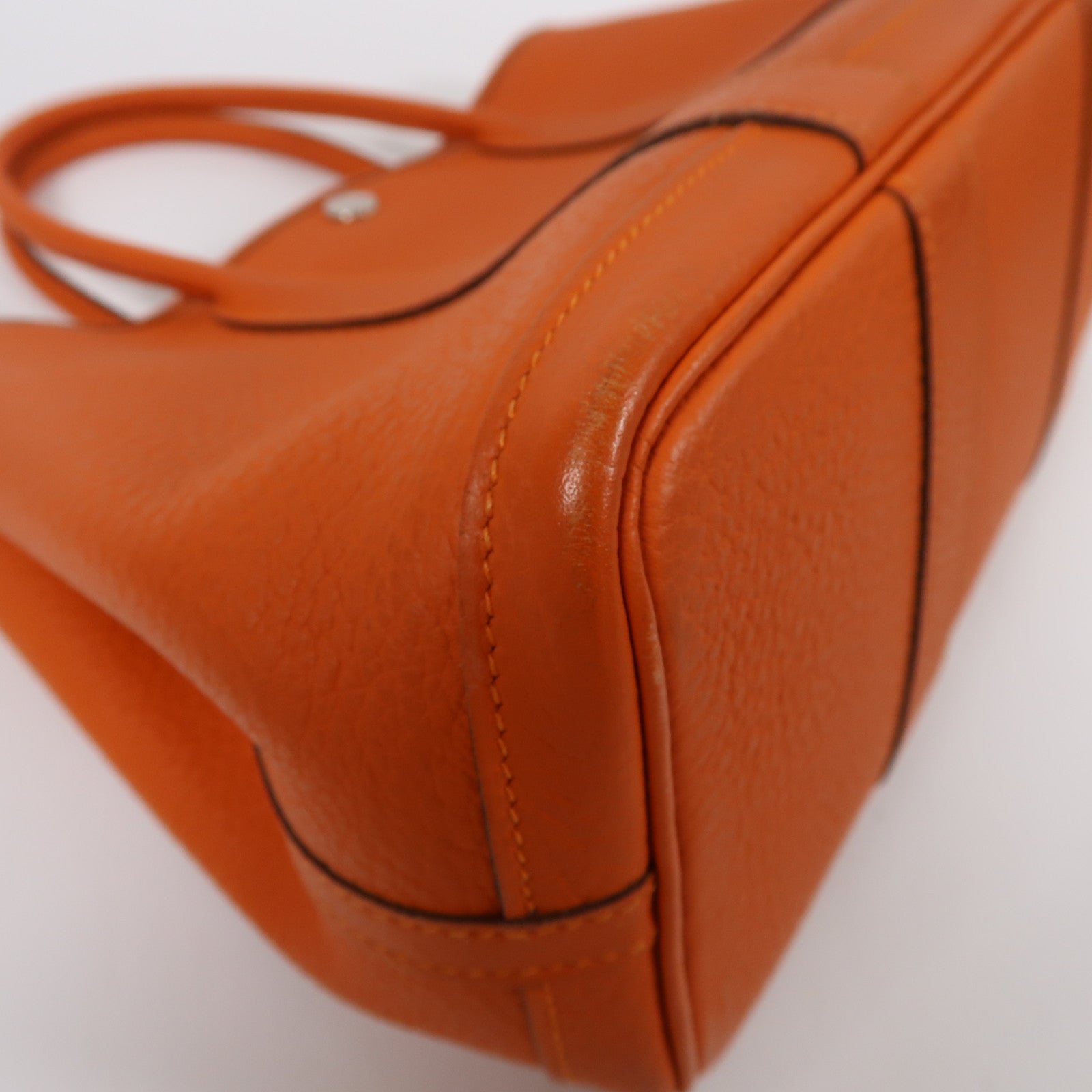 HERMES Negonda皮革Garden Party TPM銀扣手挽袋Feu/橙色