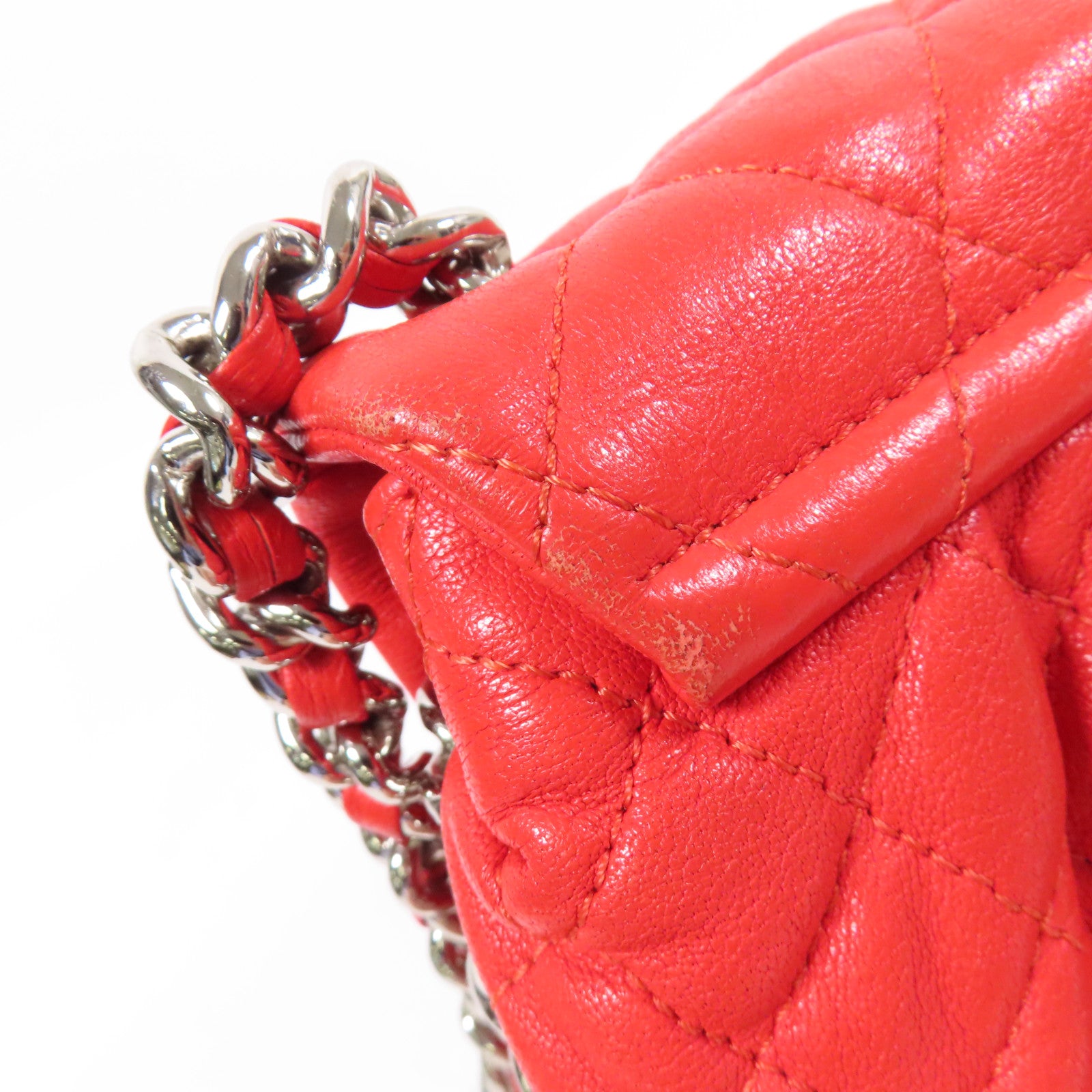 CHANEL 牛皮皮革Shoulder Bag銀扣鏈帶肩背袋