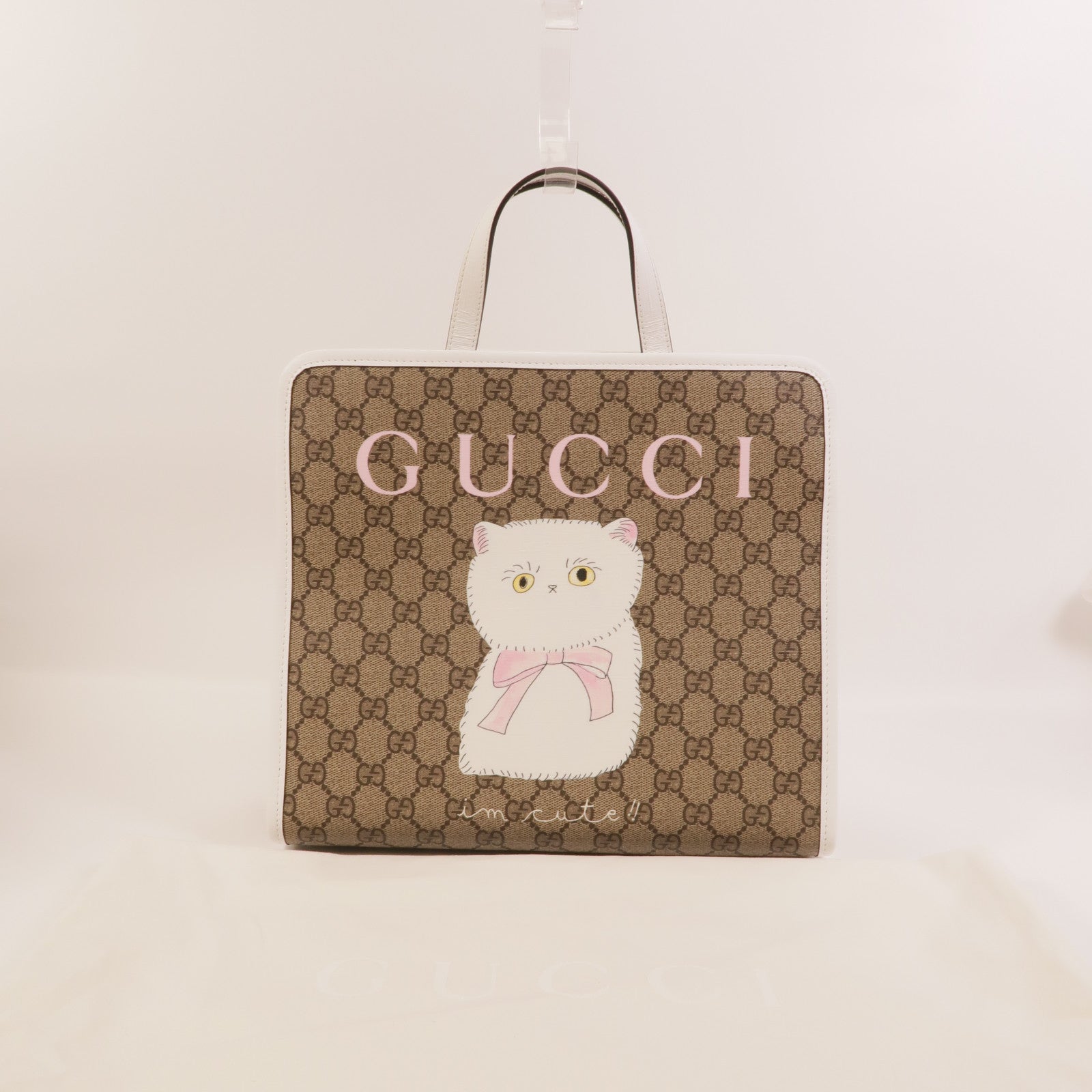 GUCCI 塗層帆布Children's Cat Print Tote Bag手挽袋