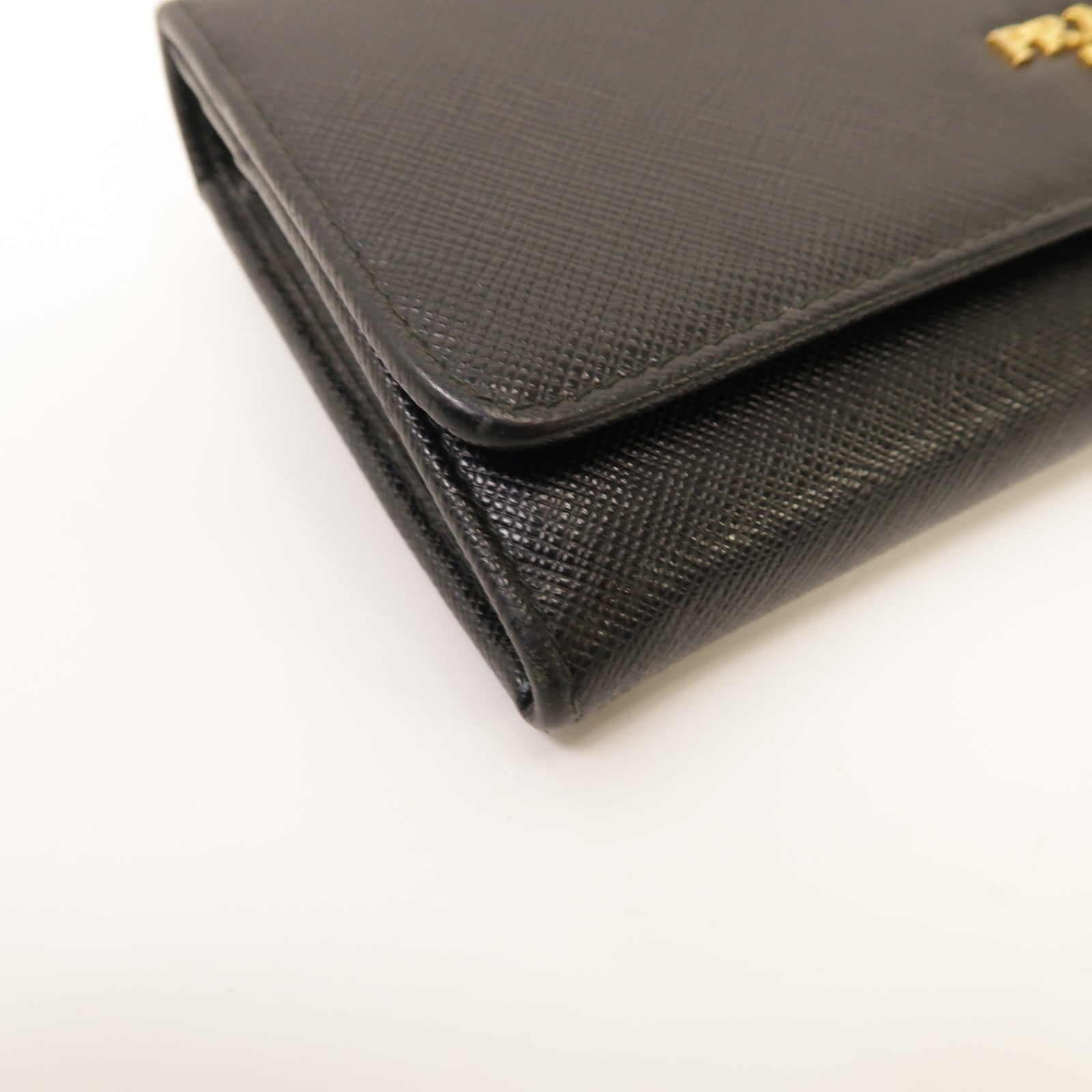 PRADA Saffiano皮革Long Wallet金扣長錢包黑色