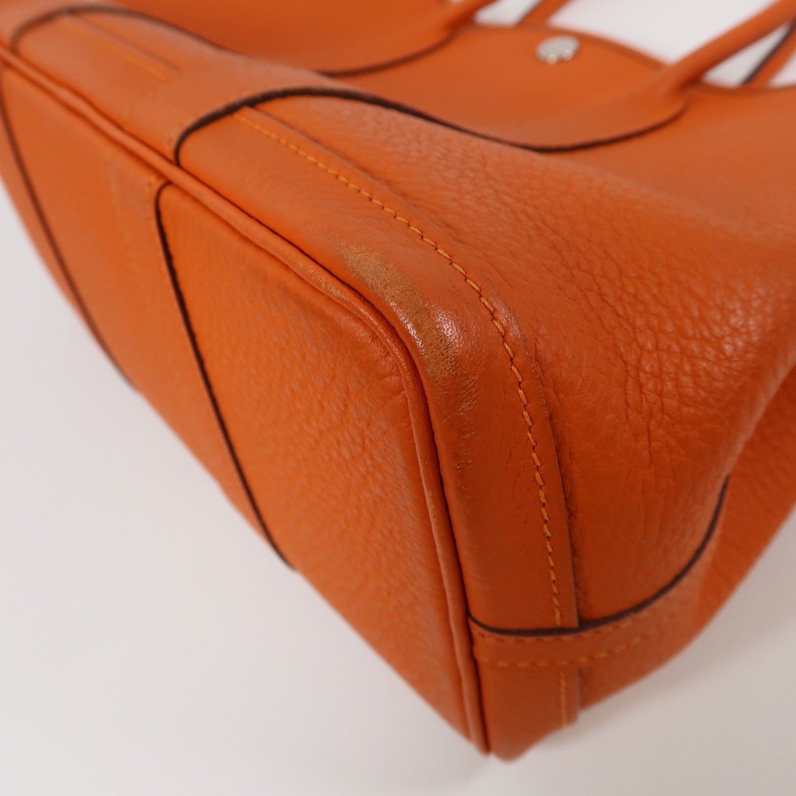 HERMES Negonda皮革Garden Party TPM銀扣手挽袋Feu/橙色