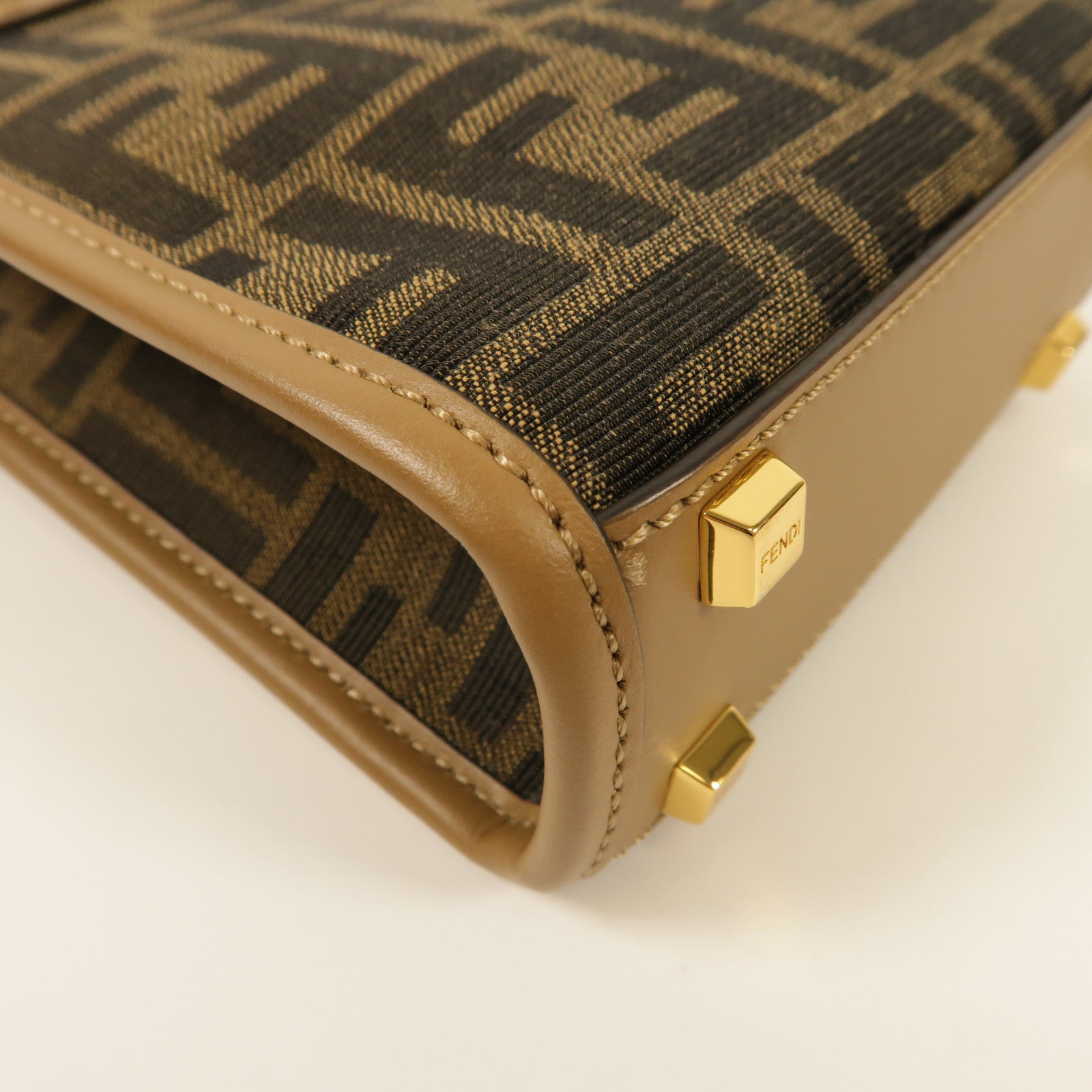 FENDI 帆布Mini Sunshine Shopper金扣手挽肩背兩用袋