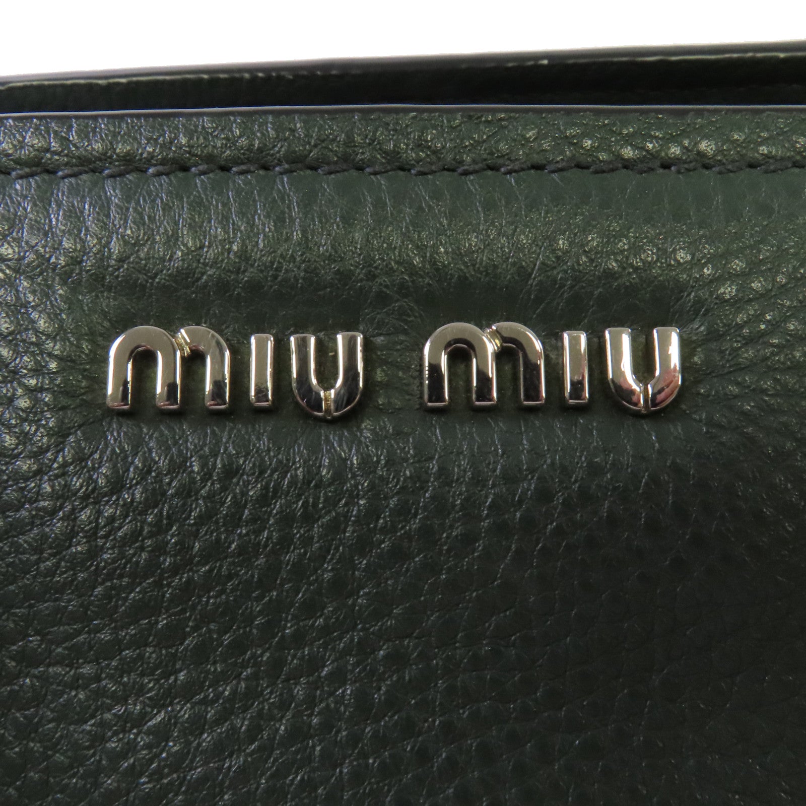 Miu Miu 牛皮皮革2Way Shoulder Bag銀扣手挽肩背兩用袋綠色