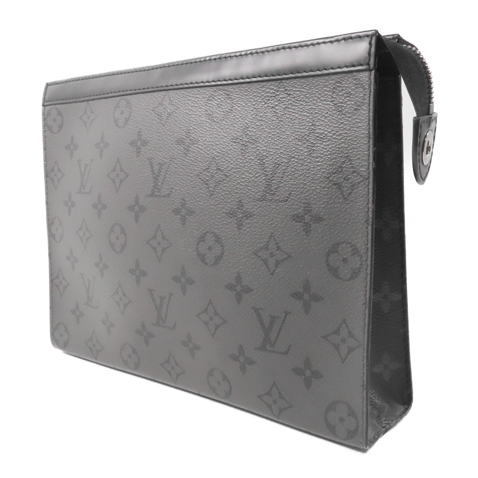 LOUIS VUITTON Monogram Eclipse Reverse Pochette Voyage MM銀扣手拿包
