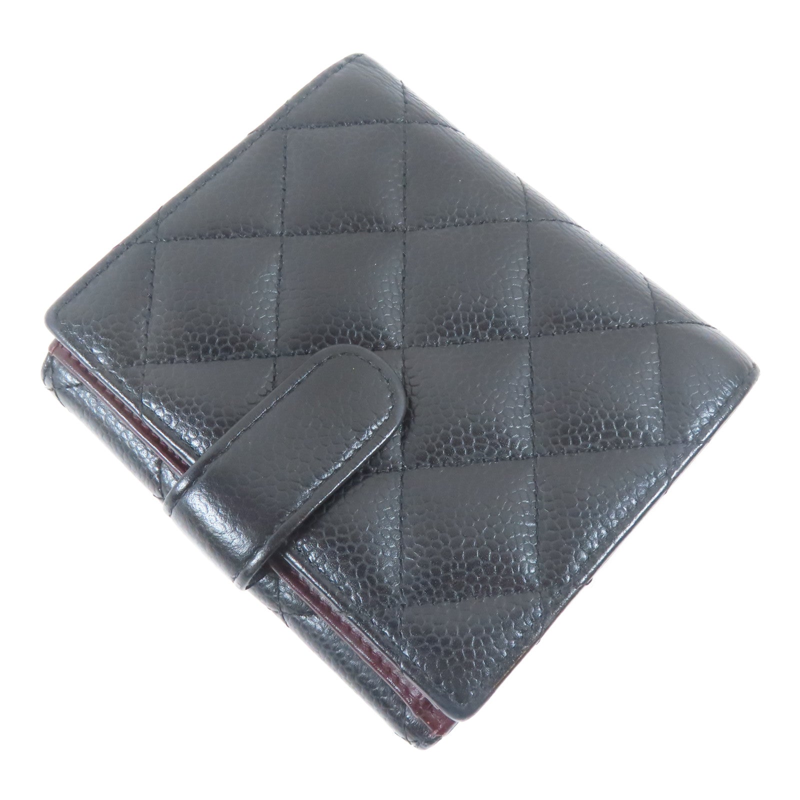 CHANEL 菱格Caviar皮革Wallet金扣錢包黑色