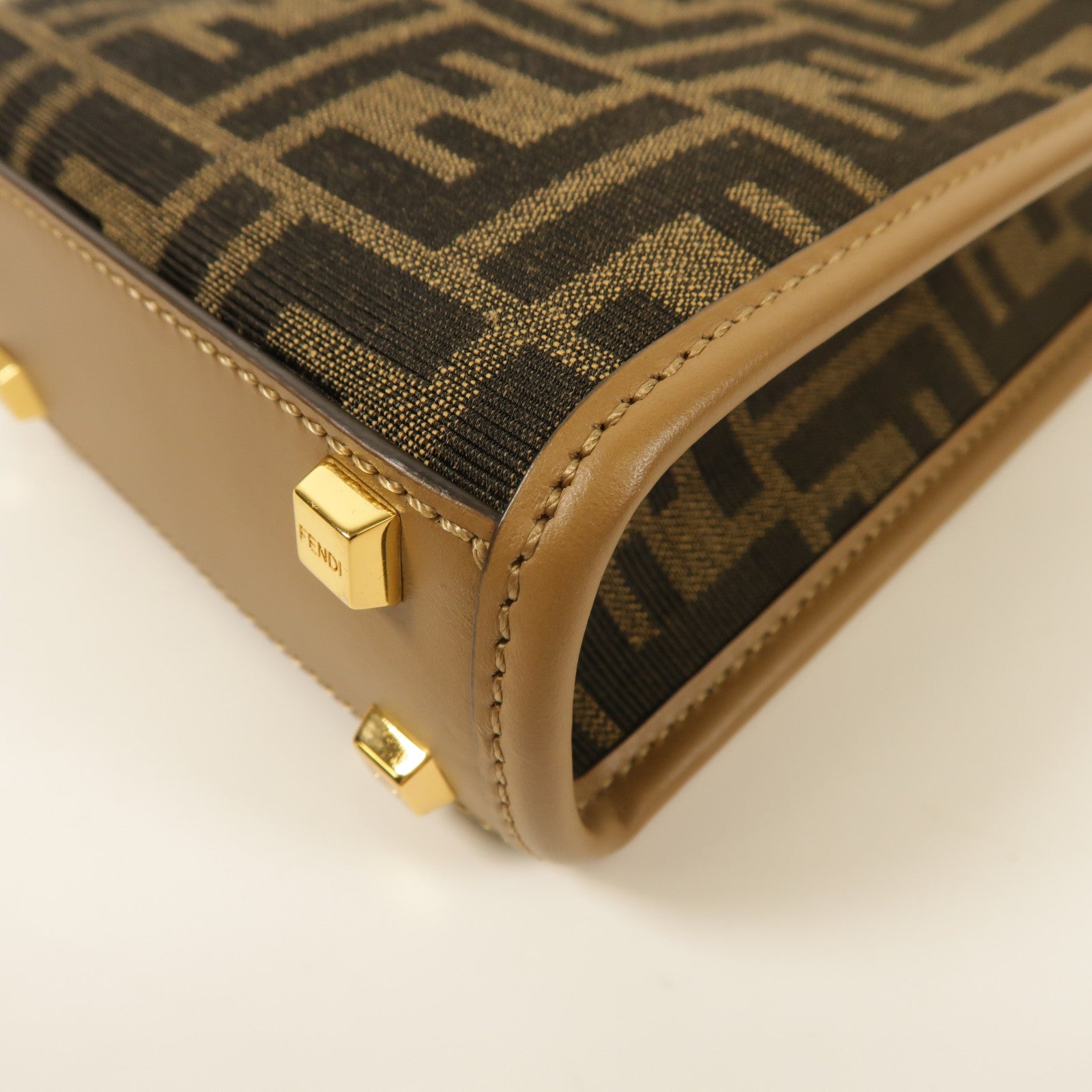 FENDI 帆布Mini Sunshine Shopper金扣手挽肩背兩用袋