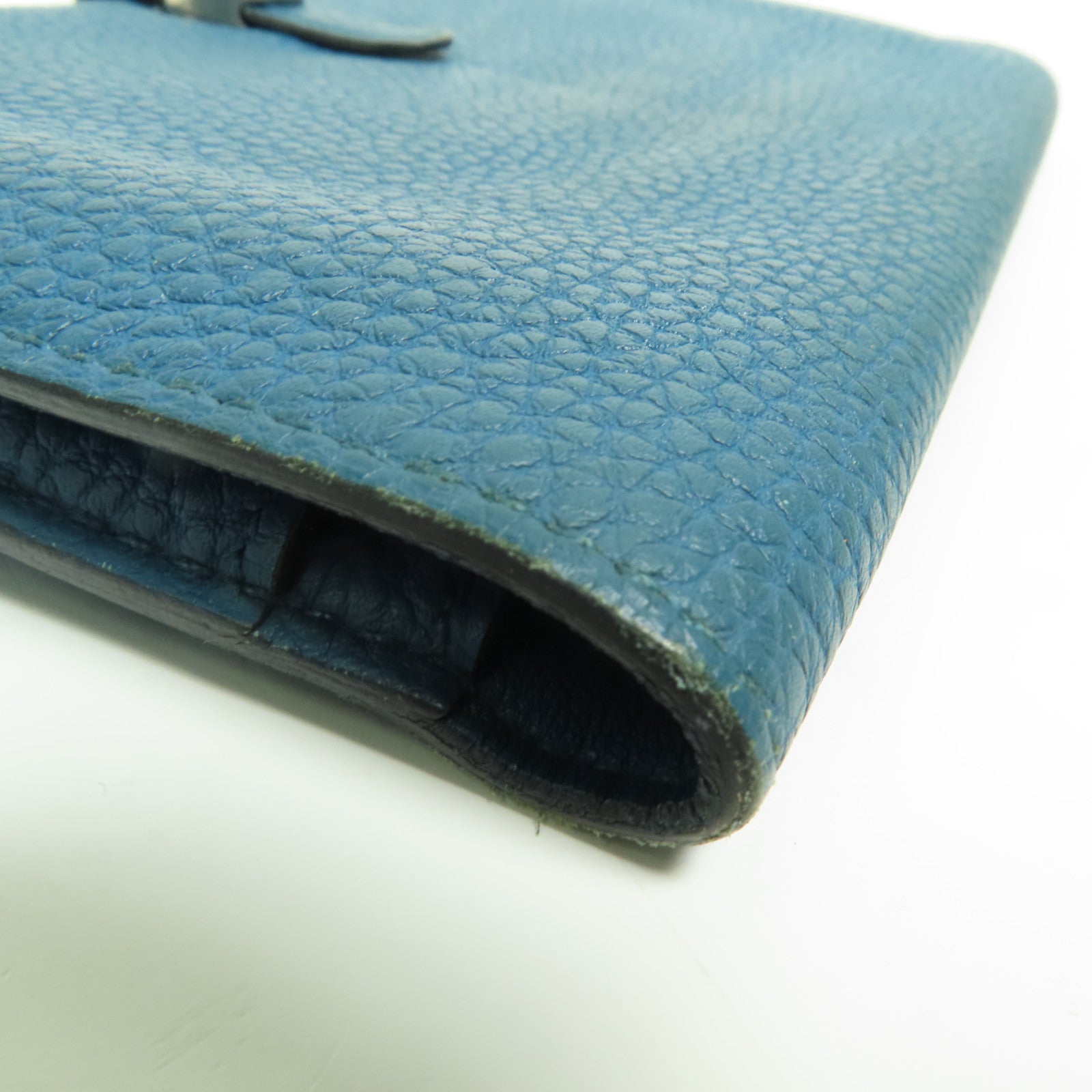 HERMES Togo皮革Dogon Wallet銀扣長錢包Bleu Izmir