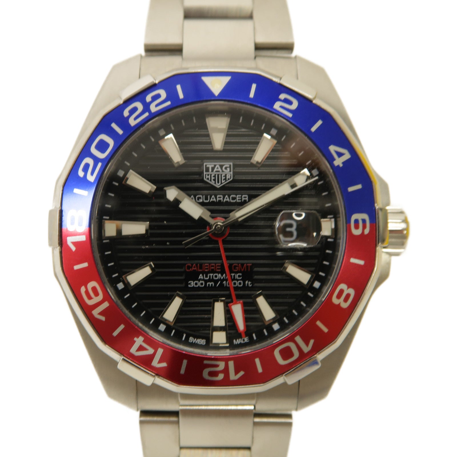 TAG HEUER Aquaracer GMT不鏽鋼手錶自動機芯黑色