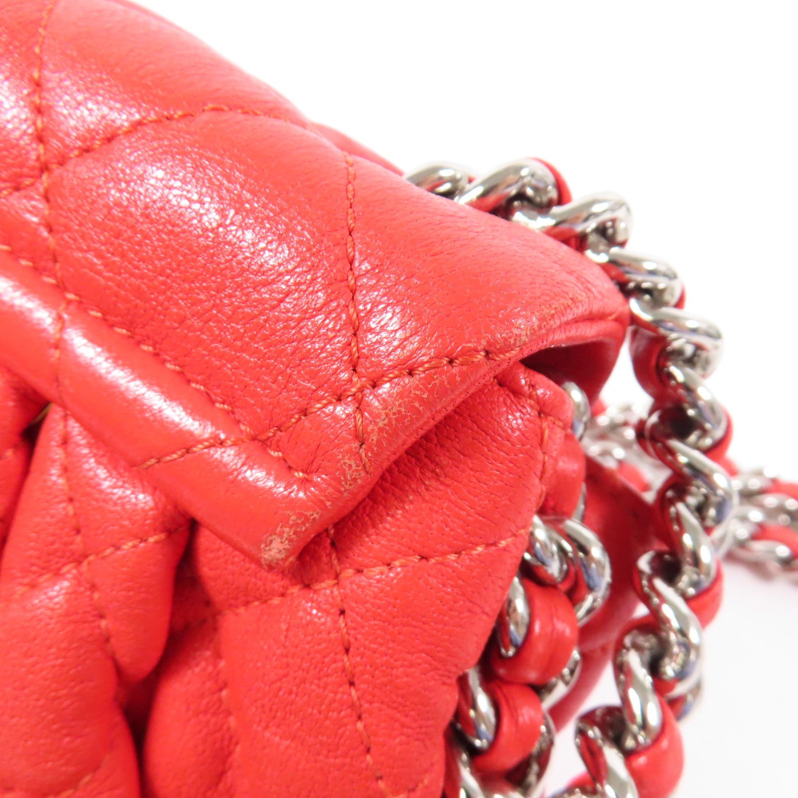 CHANEL 牛皮皮革Shoulder Bag銀扣鏈帶肩背袋