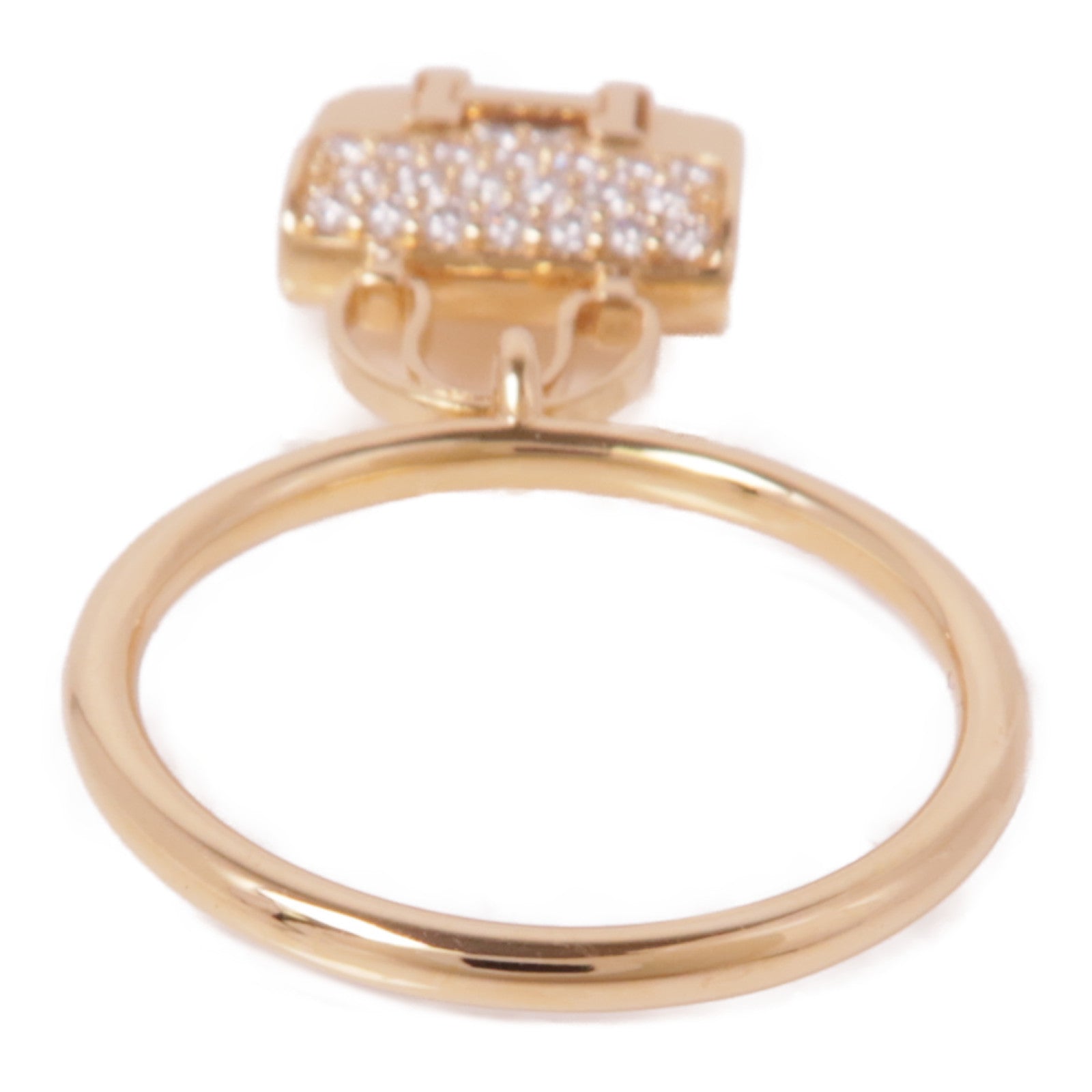 HERMES 18K玫瑰金Amulettes Constance Ring鑽石戒指Hermes#51/US#5.5