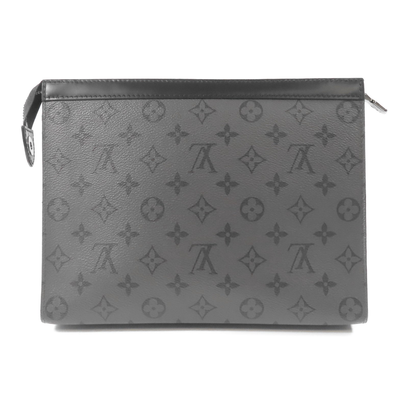 LOUIS VUITTON Monogram Eclipse Reverse Pochette Voyage MM銀扣手拿包