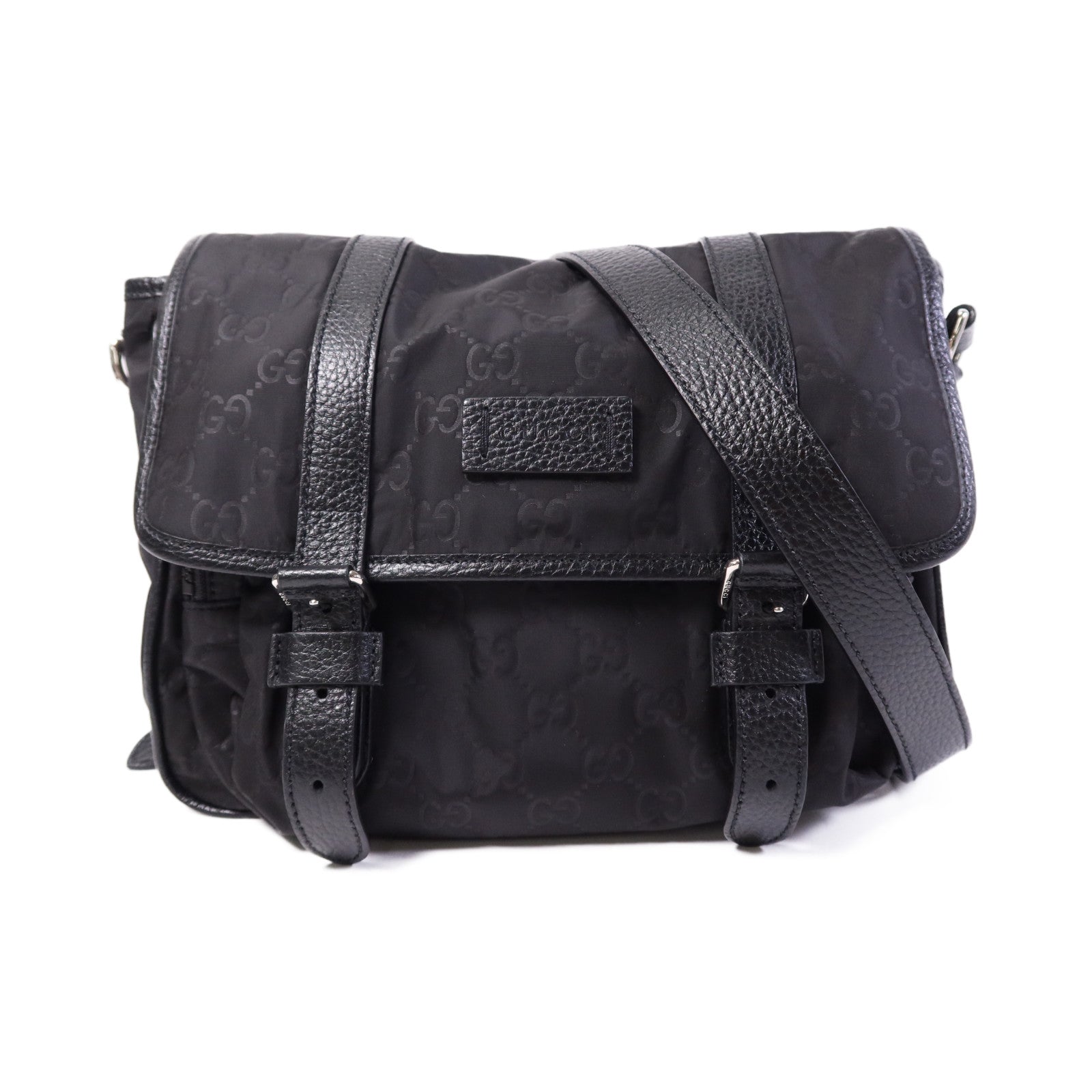 GUCCI 尼龍Shoulder Bag銀扣肩背袋