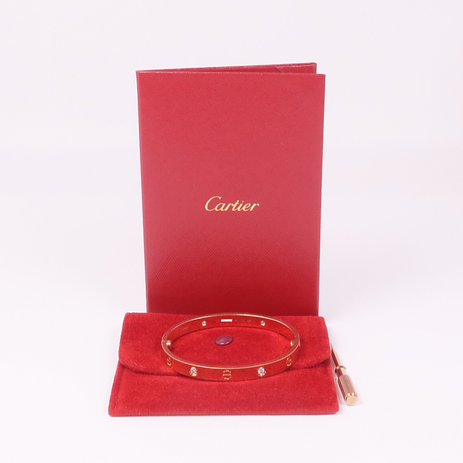 CARTIER 18K玫瑰金Love Bracelet 4 Diamonds鑽石手鐲Cartier#17
