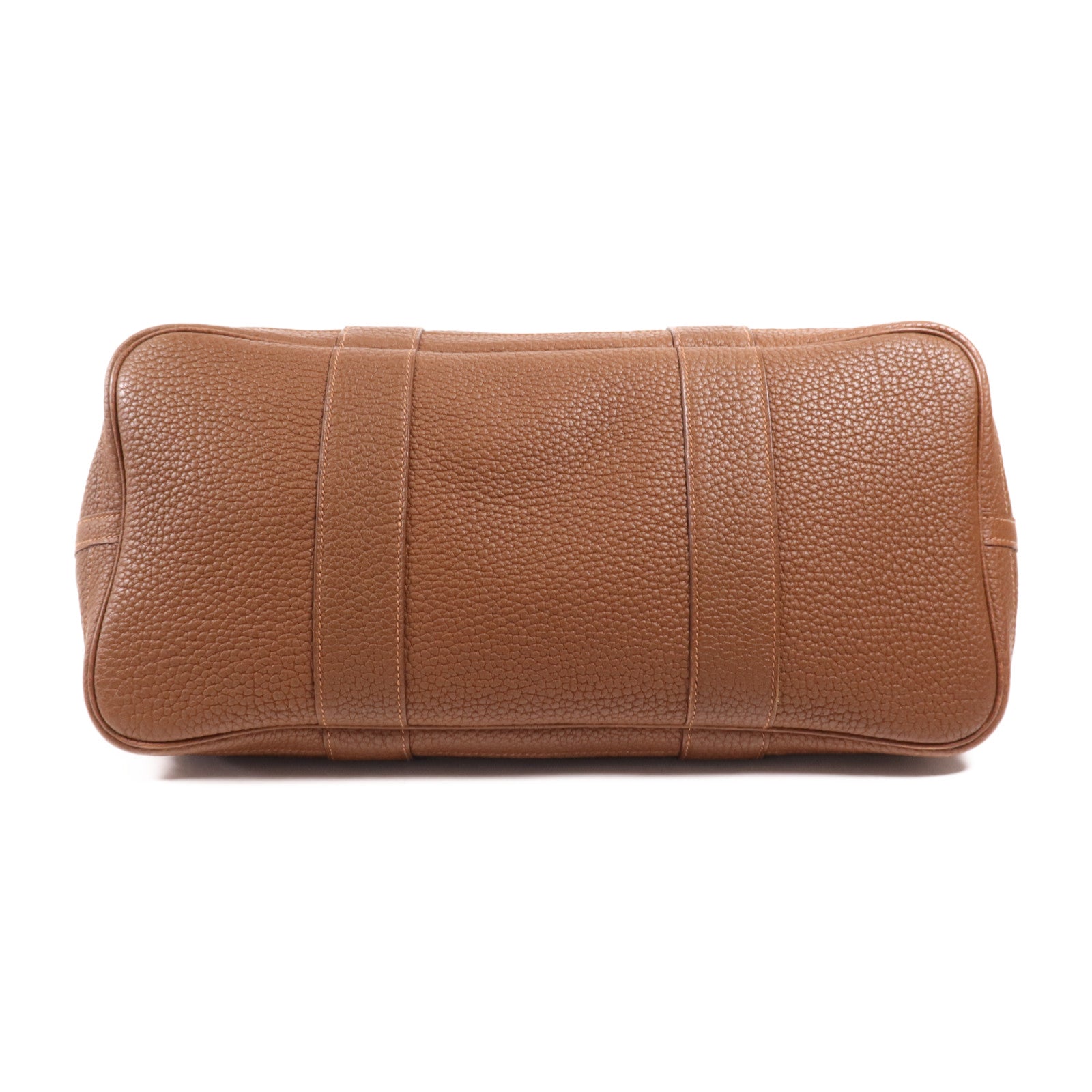 HERMES Negonda皮革Garden Party PM銀扣手挽袋Marron Fonce