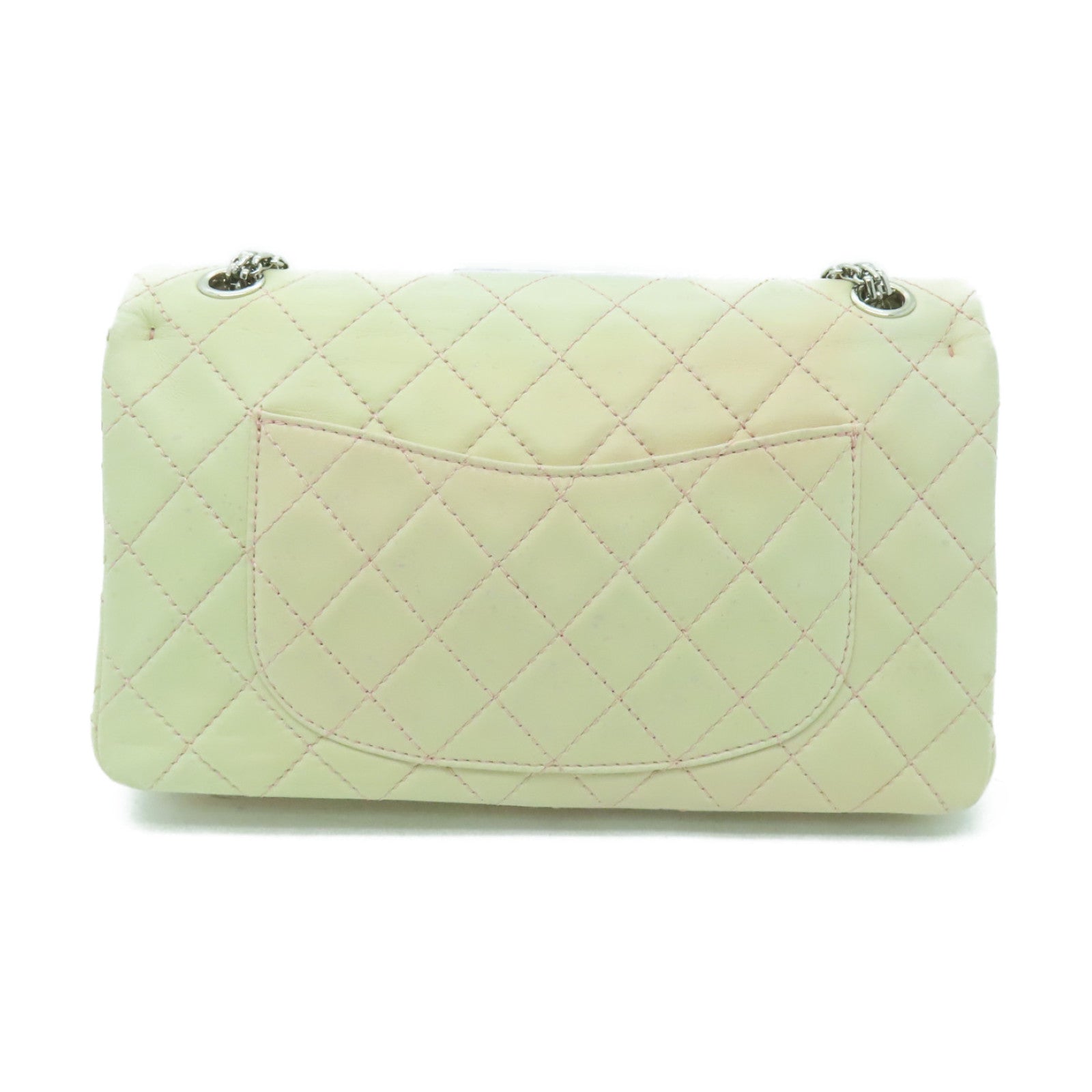 CHANEL **【清倉大減價】菱格羊皮皮革2.55 Chain Shoulder Bag銀扣鏈帶肩背袋粉紅色/白色