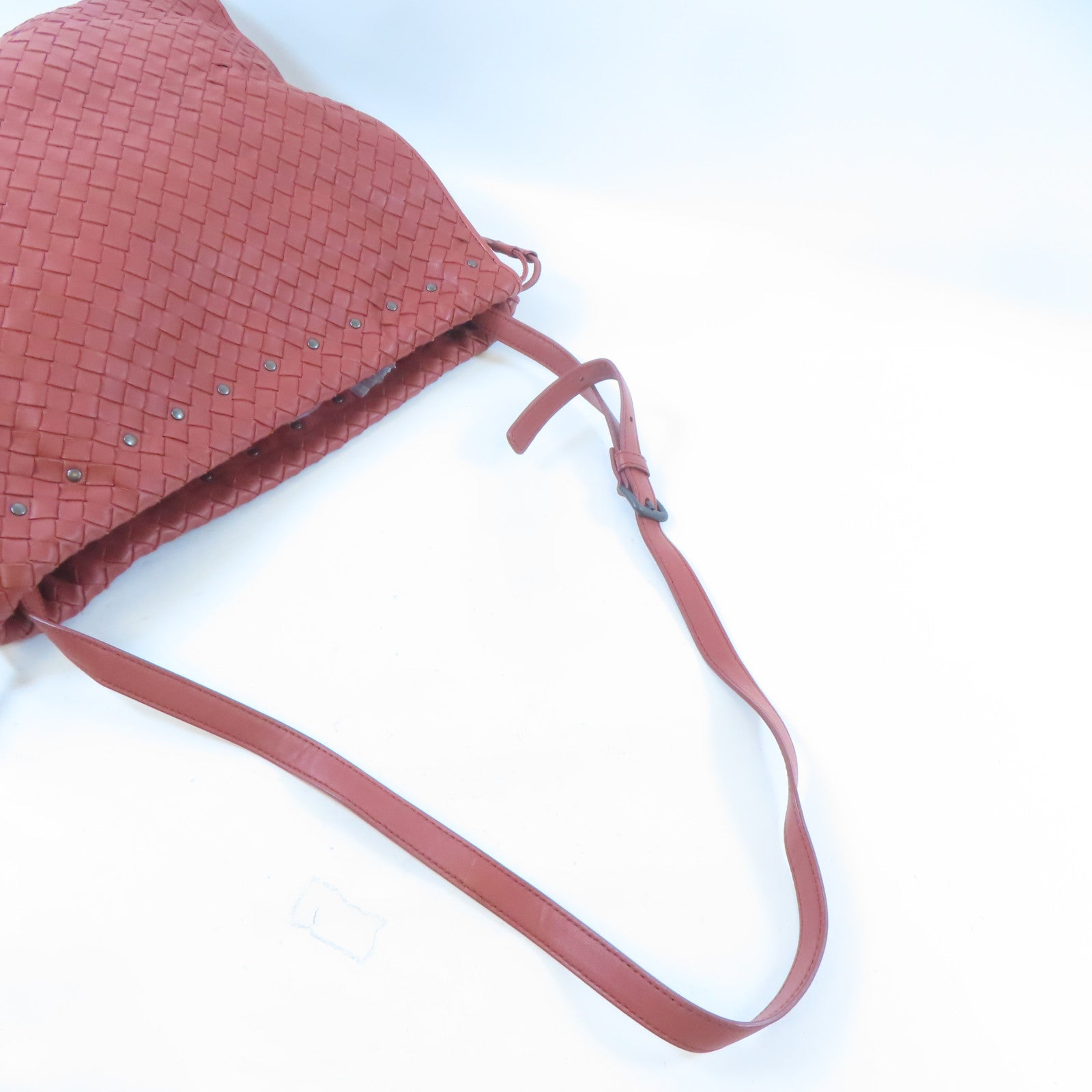 BOTTEGA VENETA 織紋皮革Shoulder Bag肩背袋紅棕色