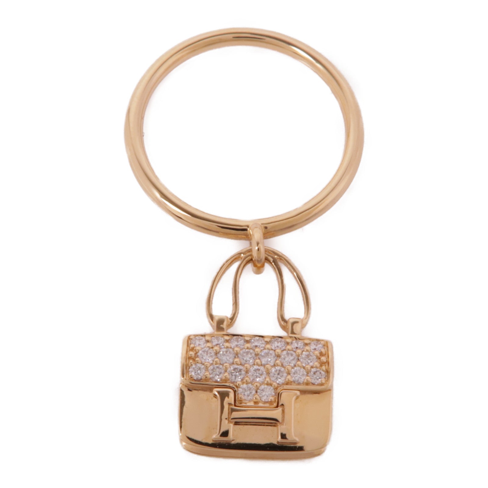 HERMES 【激減優惠】18K玫瑰金Amulettes Constance Ring鑽石戒指Hermes#51/US#5.5