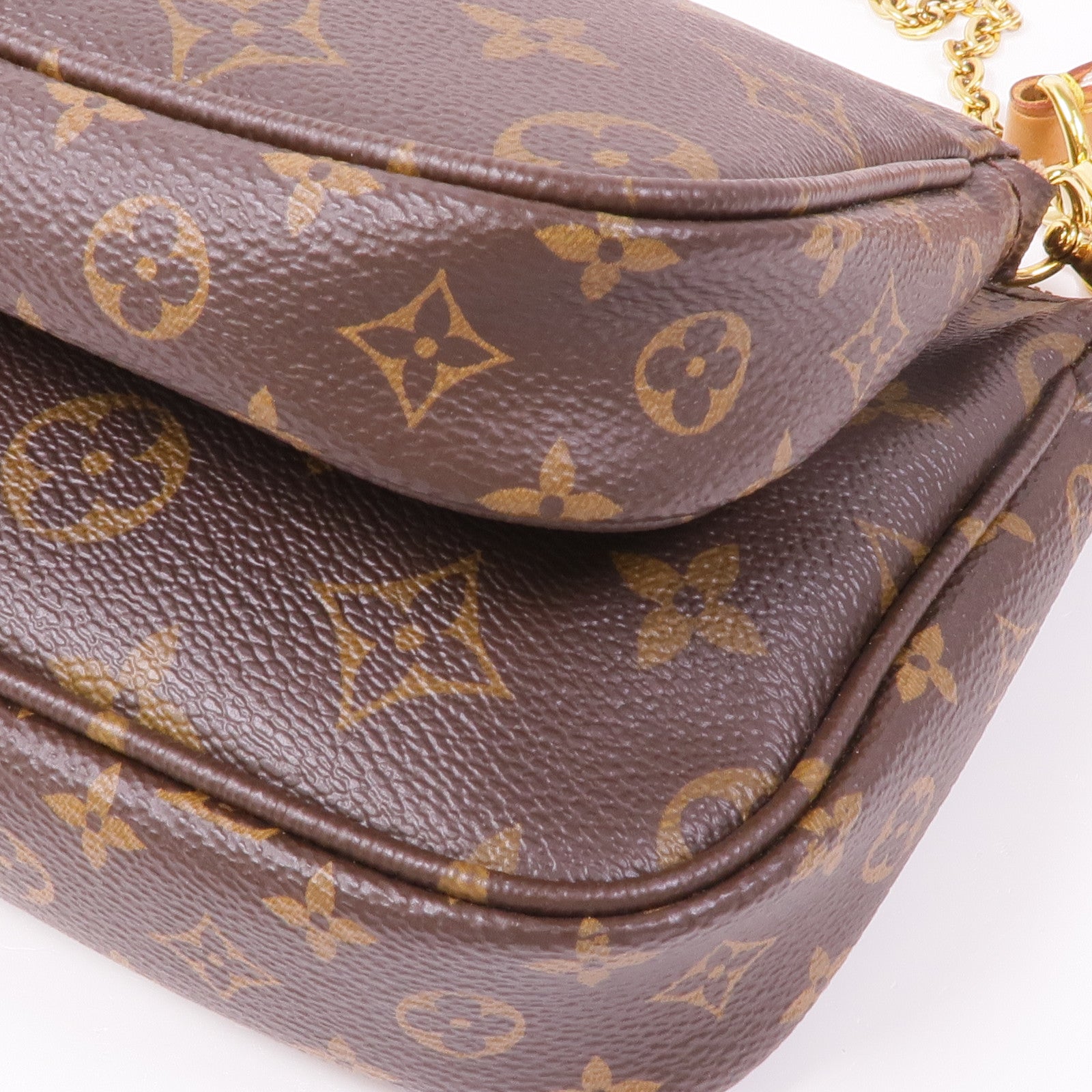 LOUIS VUITTON Monogram Multi Pochette Accessoires金扣手挽肩背兩用袋棕色