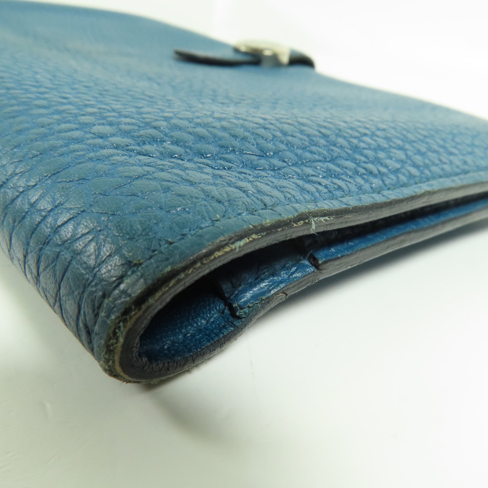 HERMES Togo皮革Dogon Wallet銀扣長錢包Bleu Izmir