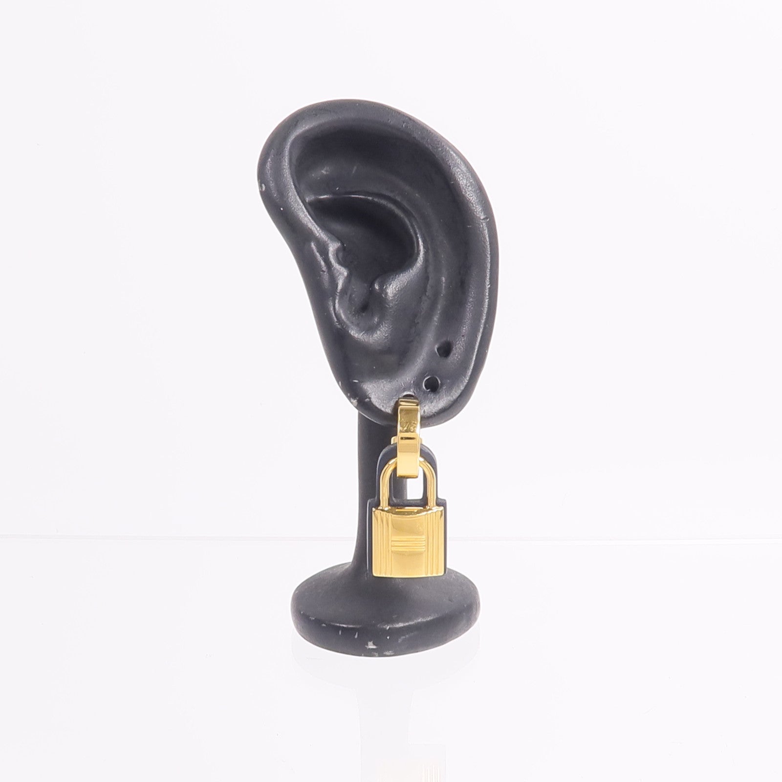 HERMES 皮革/金屬O'Kelly Earrings耳環Bleu Profond