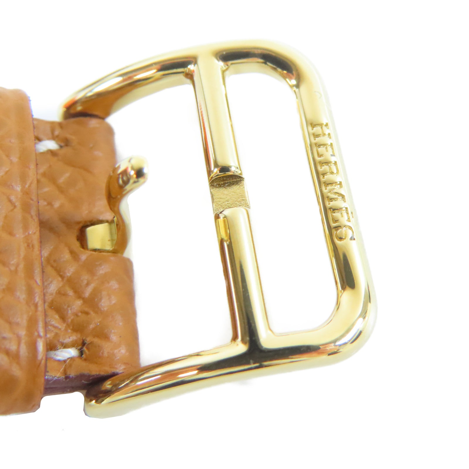 HERMES 皮革/不鏽鋼H watch手錶白色#18cm
