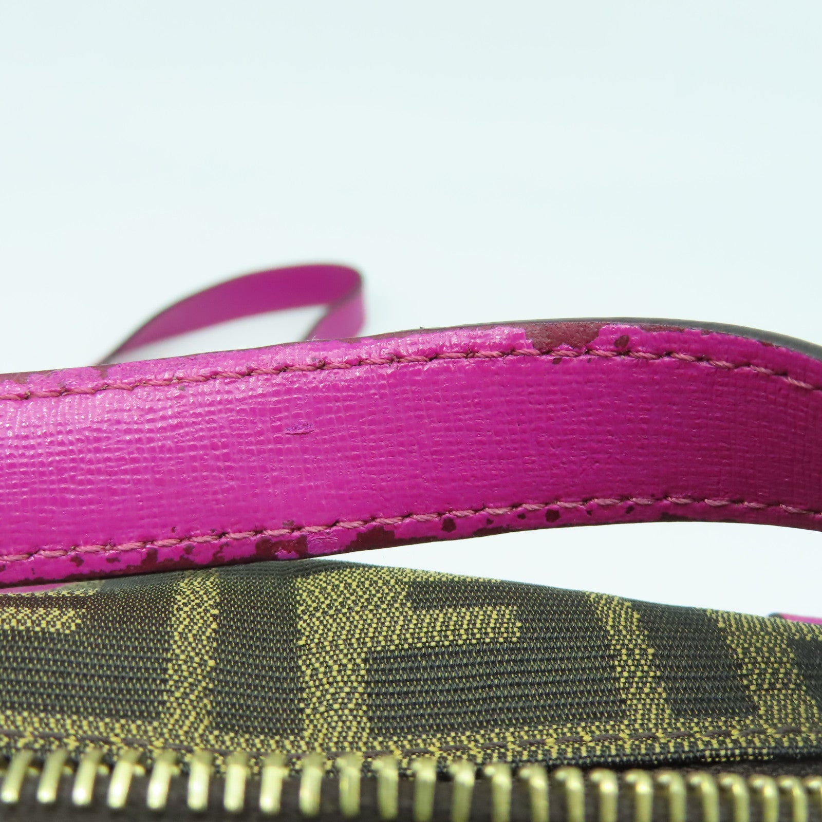 FENDI 帆布Shoulder Bag金扣手挽肩背兩用袋啡色/紫色
