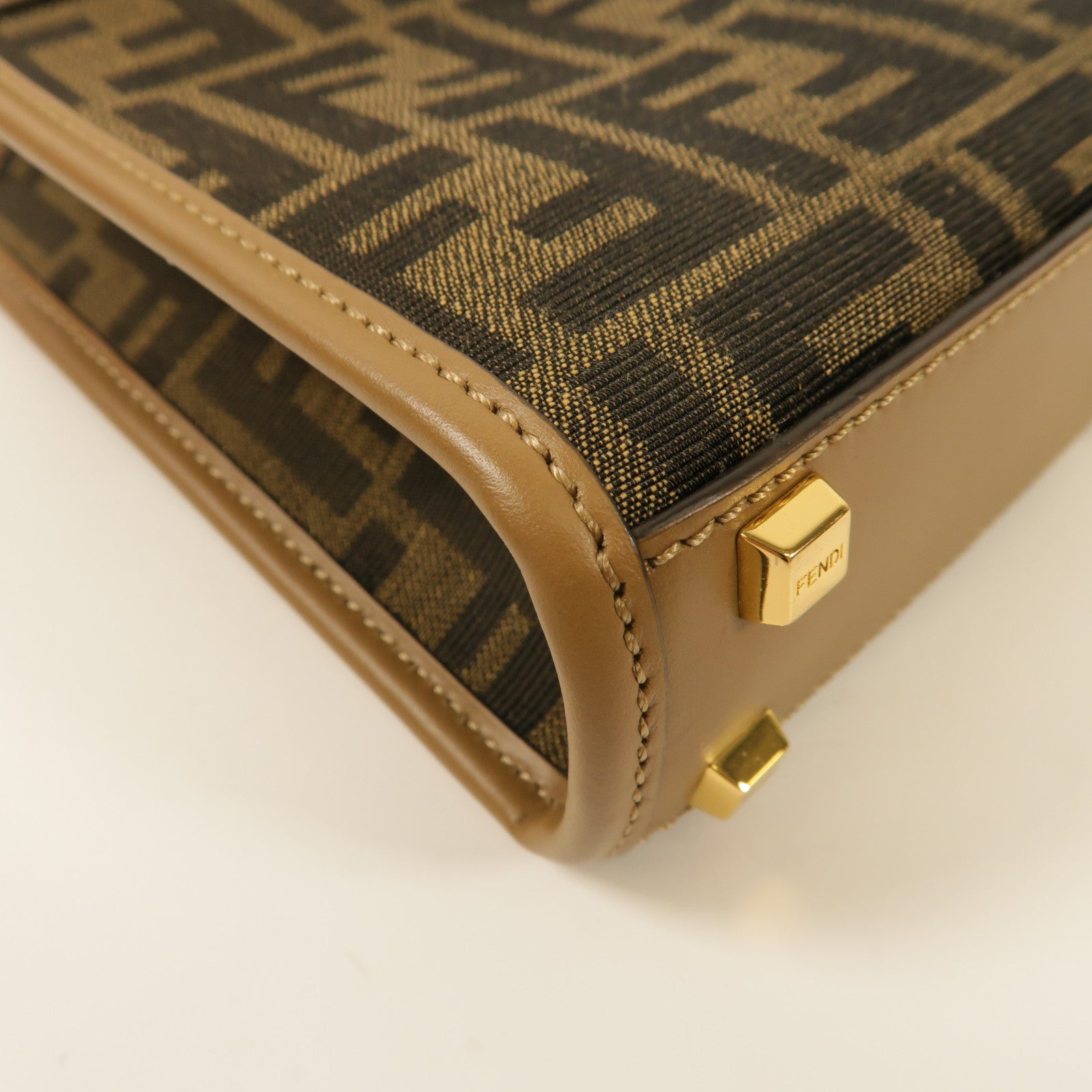 FENDI 帆布Mini Sunshine Shopper金扣手挽肩背兩用袋