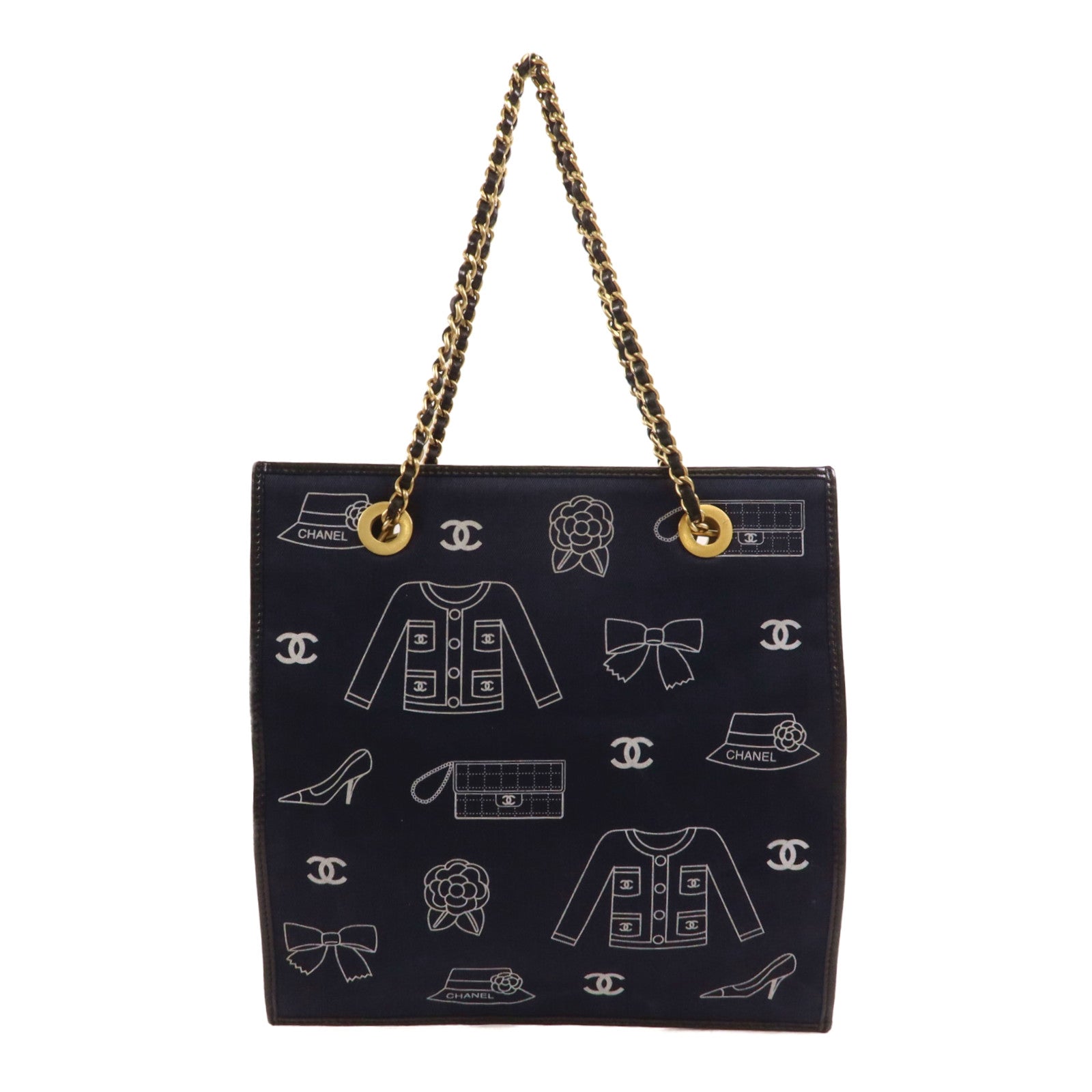 CHANEL 帆布Icon Hand Bag鏈帶手挽袋