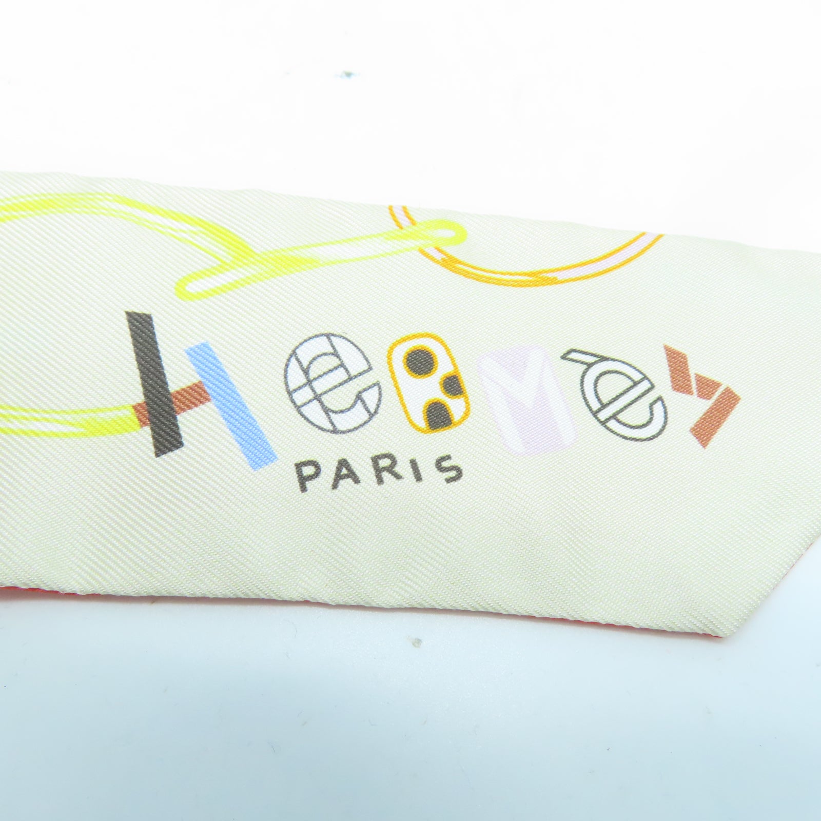 HERMES 【激減優惠】絲質Twilly Scarf絲巾米色/橙色