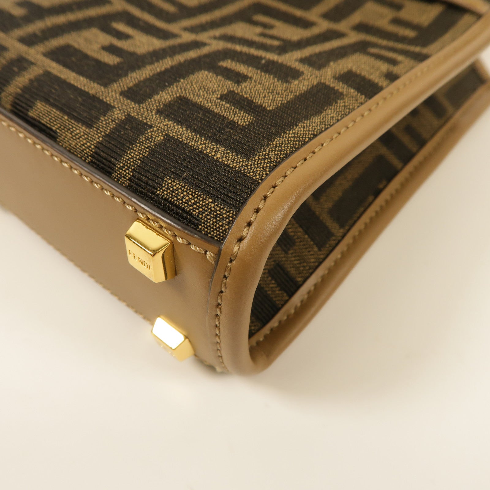 FENDI 帆布Mini Sunshine Shopper金扣手挽肩背兩用袋