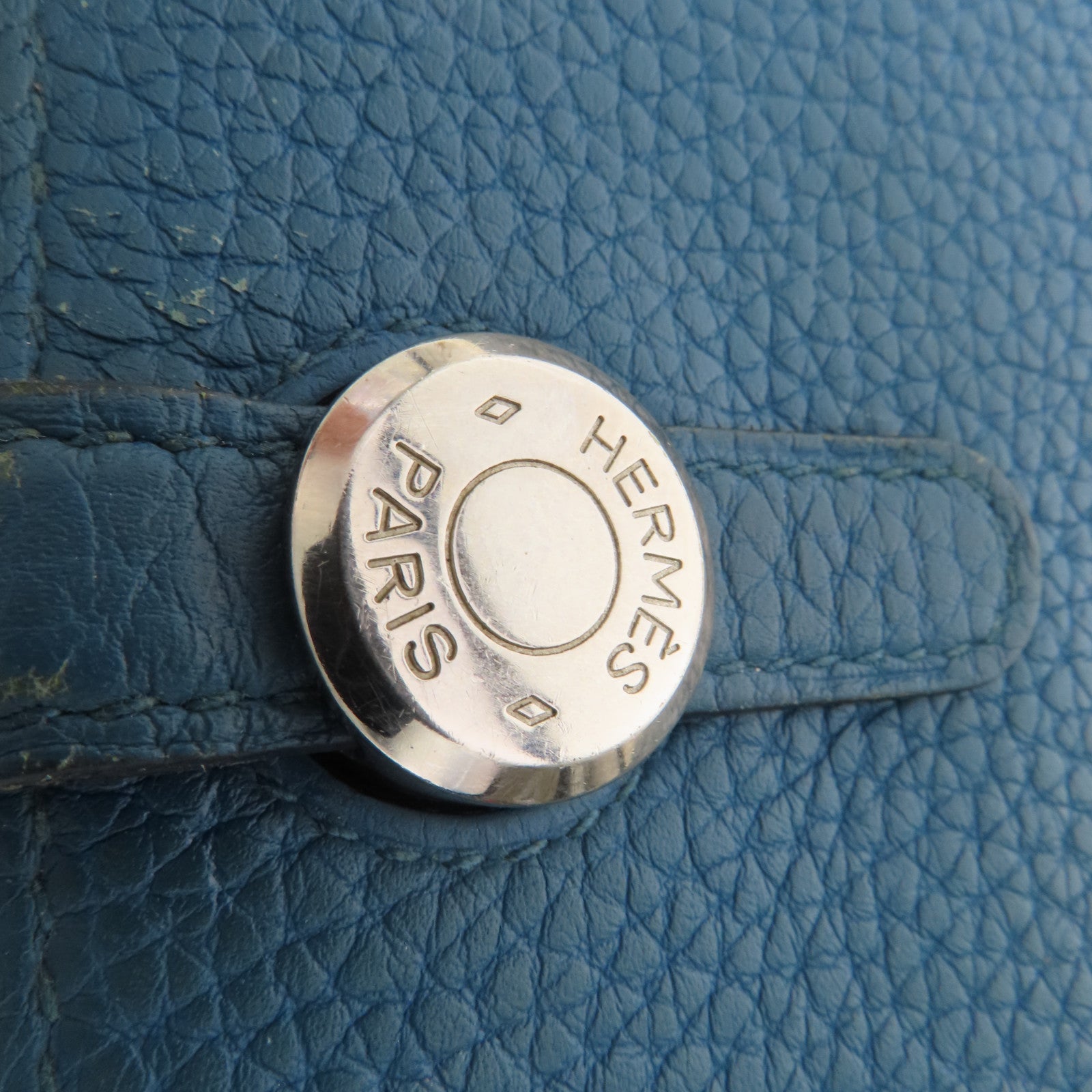 HERMES Togo皮革Dogon Wallet銀扣長錢包Bleu Izmir