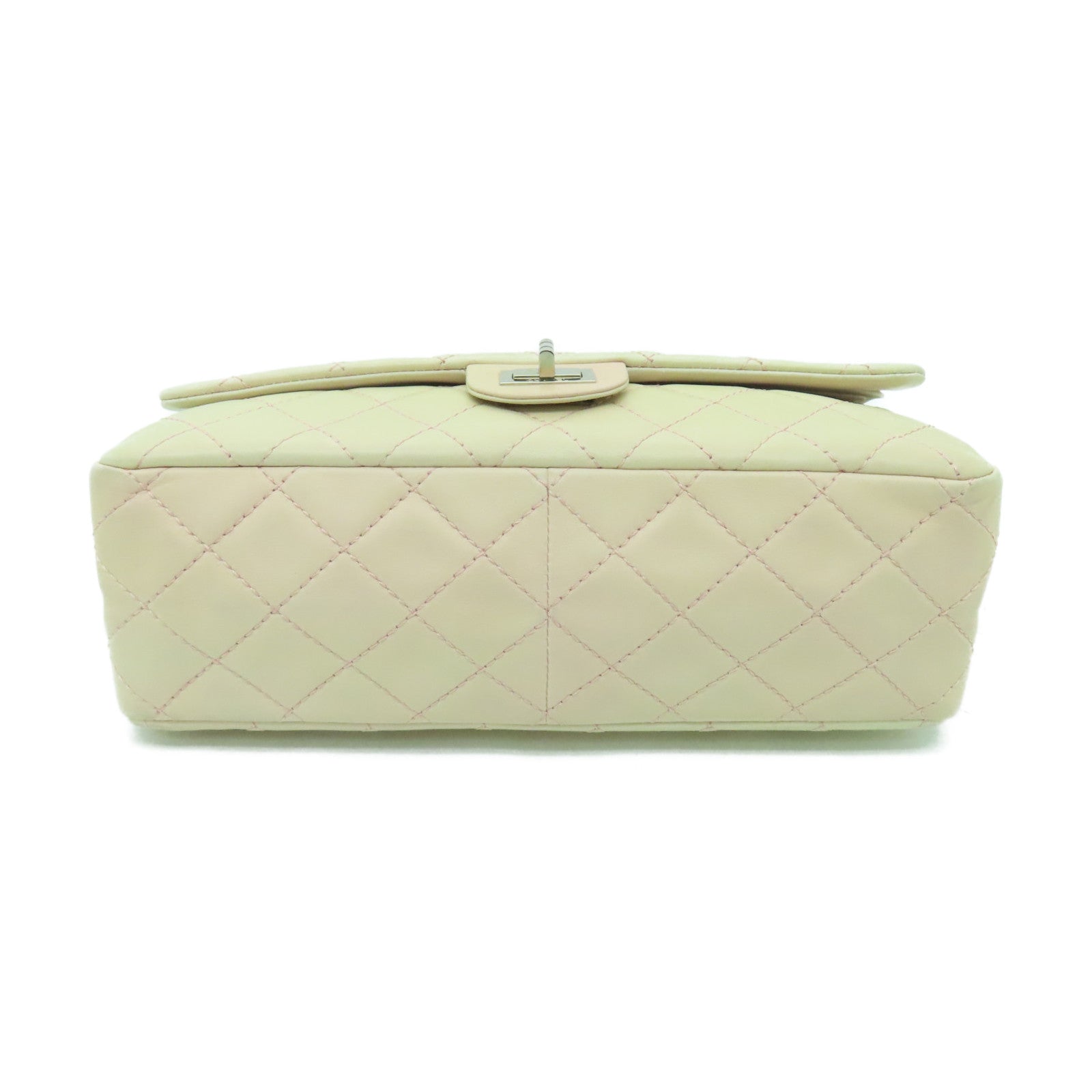 CHANEL **【清倉大減價】菱格羊皮皮革2.55 Chain Shoulder Bag銀扣鏈帶肩背袋粉紅色/白色