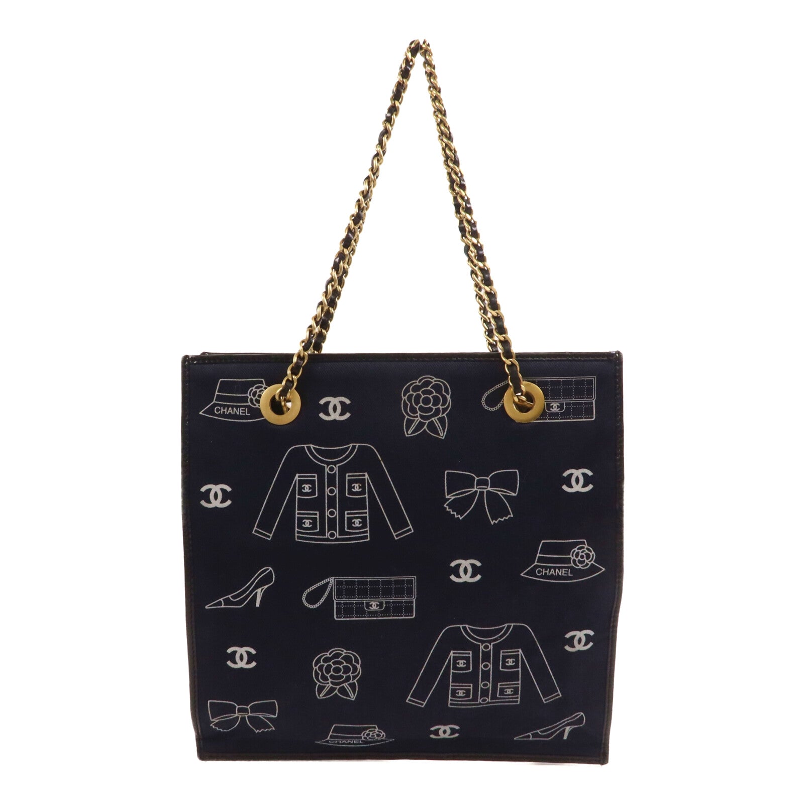 CHANEL 帆布Icon Hand Bag鏈帶手挽袋