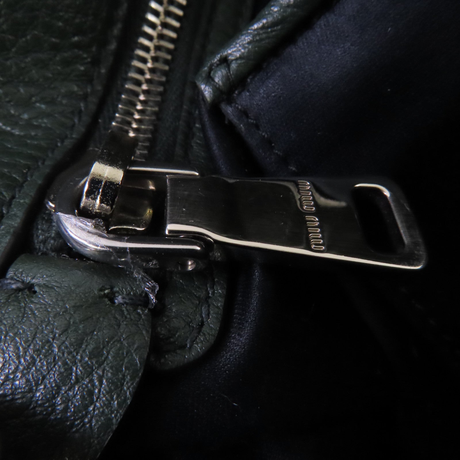 Miu Miu 牛皮皮革2Way Shoulder Bag銀扣手挽肩背兩用袋綠色