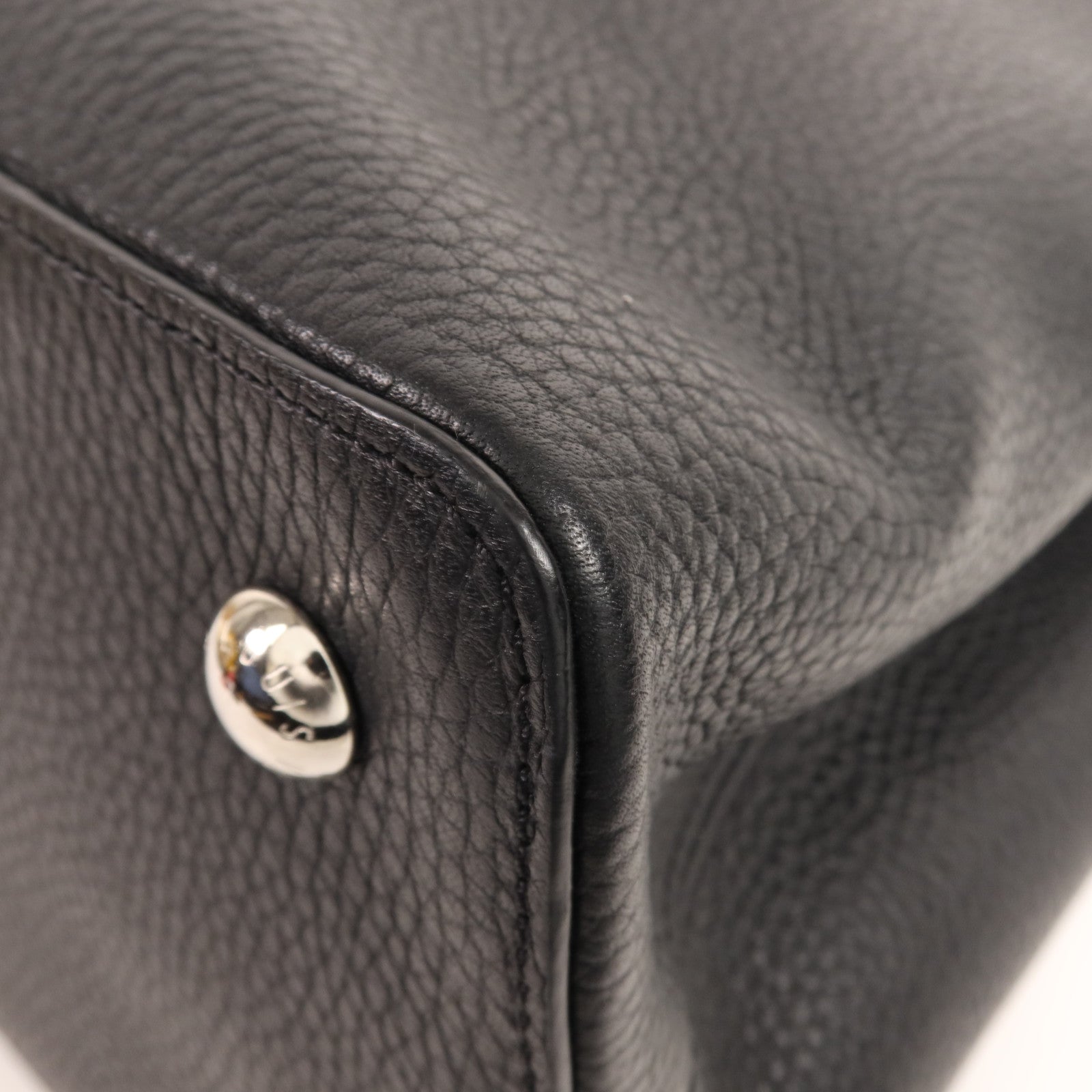 LOUIS VUITTON 牛皮皮革/蛇皮皮革Capucines GM銀扣手挽袋