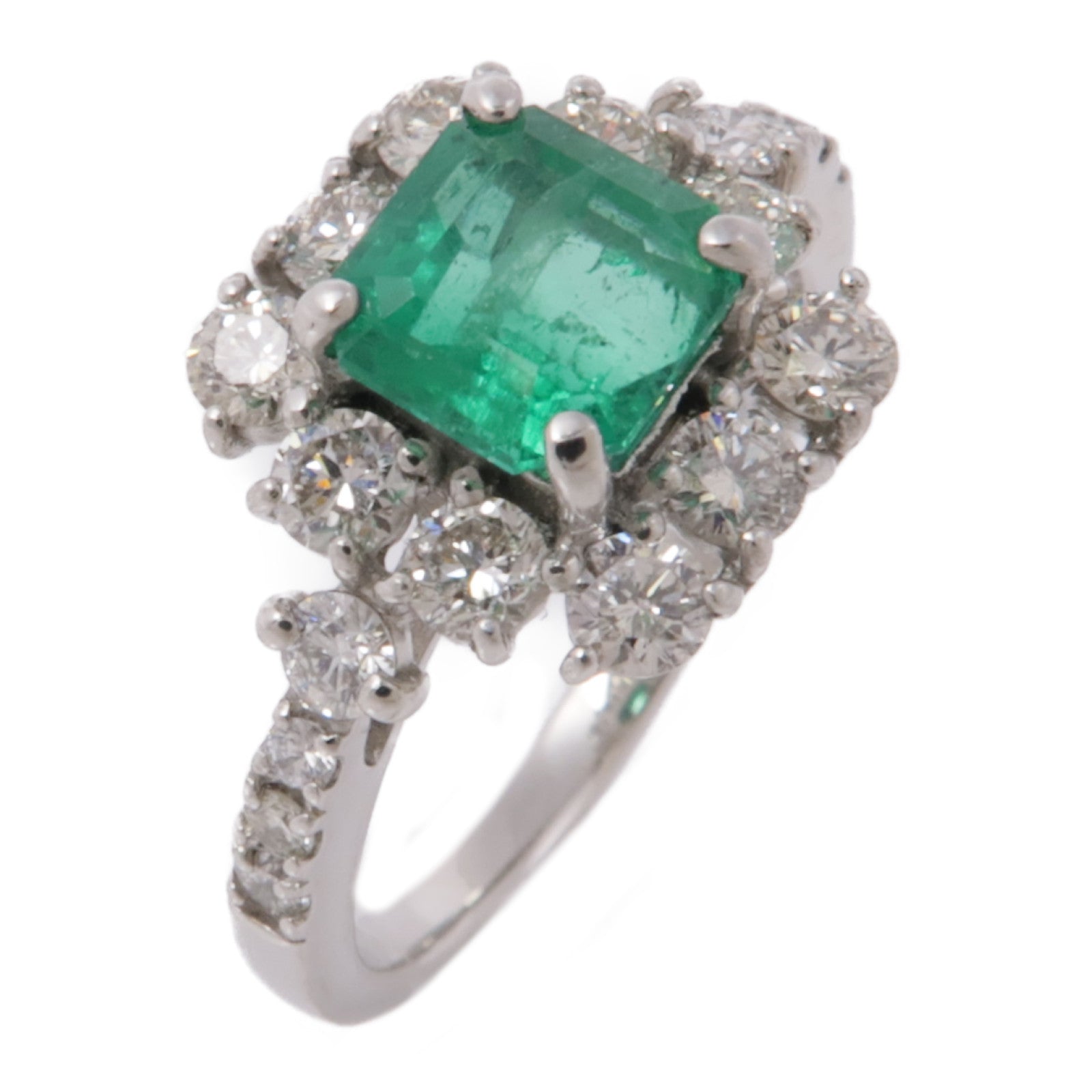 JEWELRY PT950鉑金Emerald Ring綠寶石/鑽石戒指US#5.5