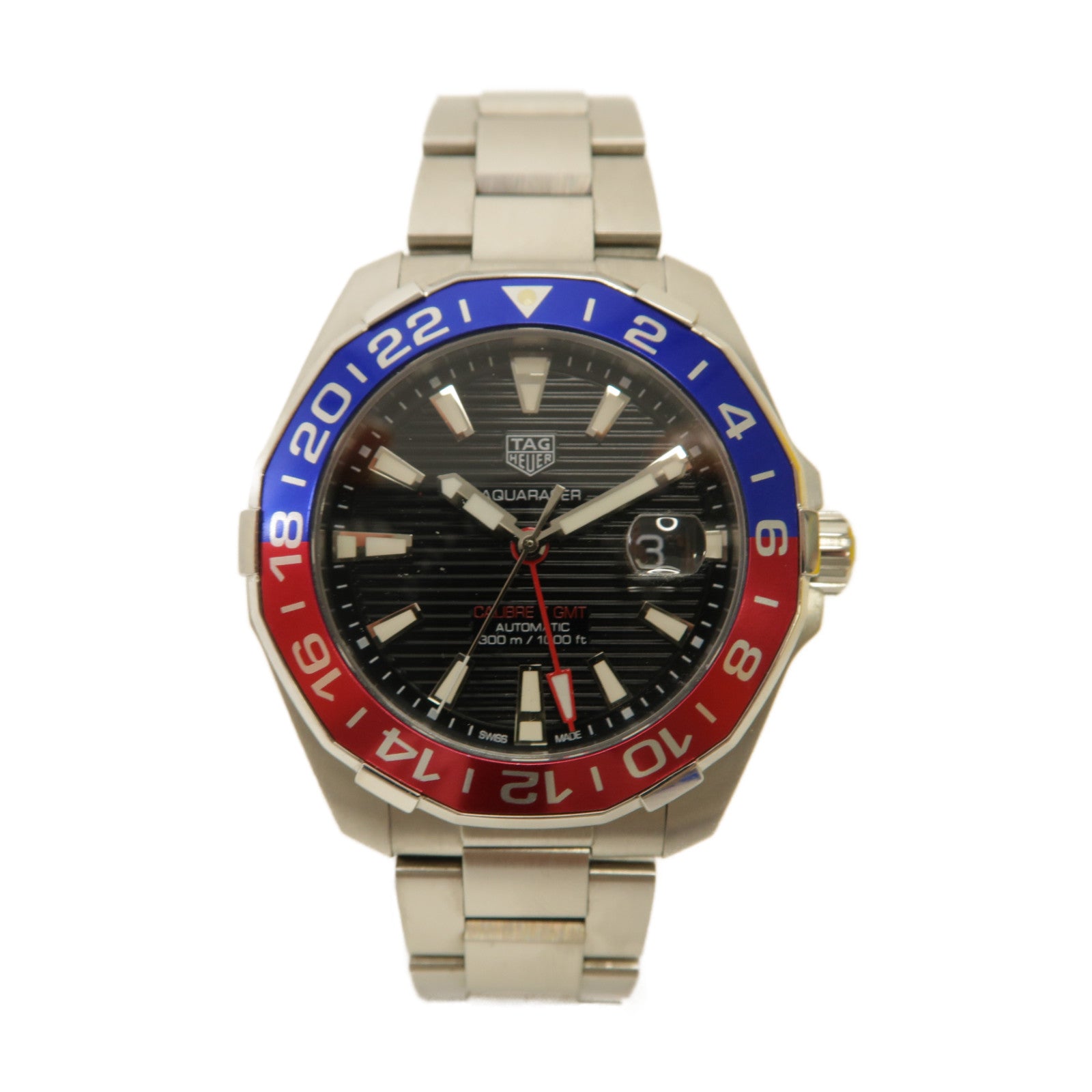 TAG HEUER Aquaracer GMT不鏽鋼手錶自動機芯黑色
