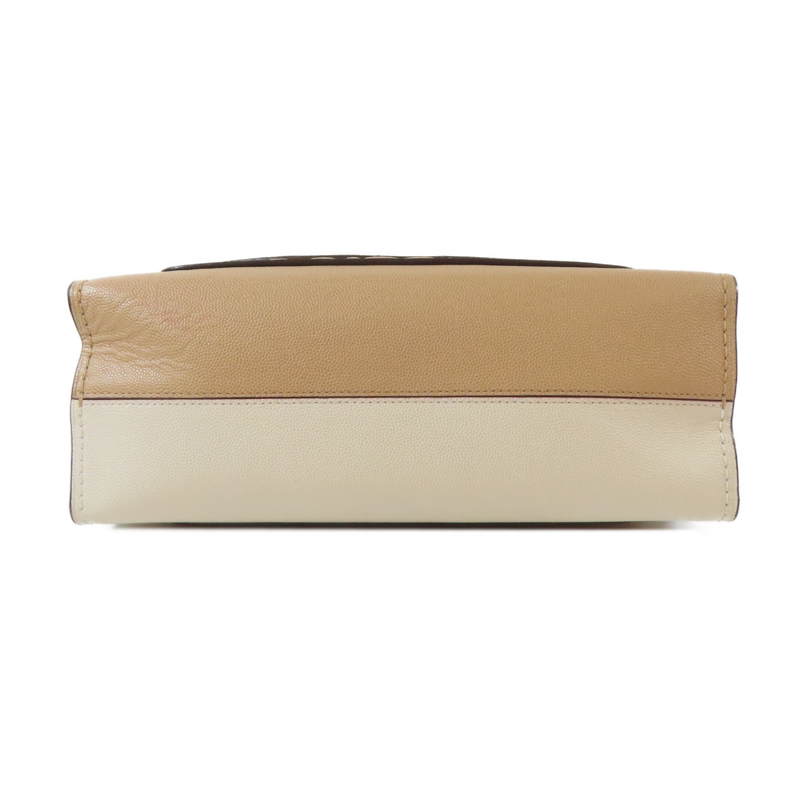 COACH 牛皮皮革Shoulder Bag金扣鏈帶肩背袋啡色/米色